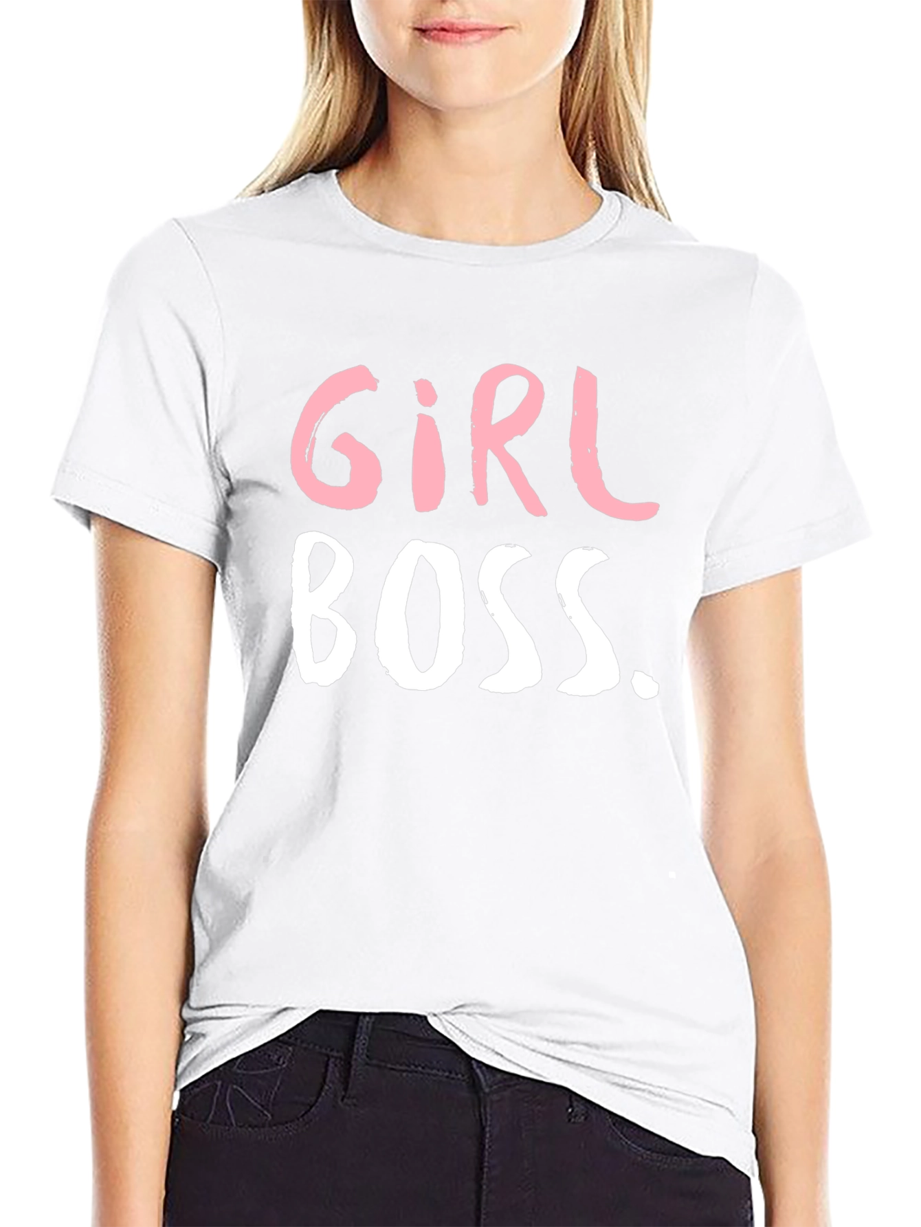 Girl Boss Graphic Tee - Black Crew Neck T-Shirt