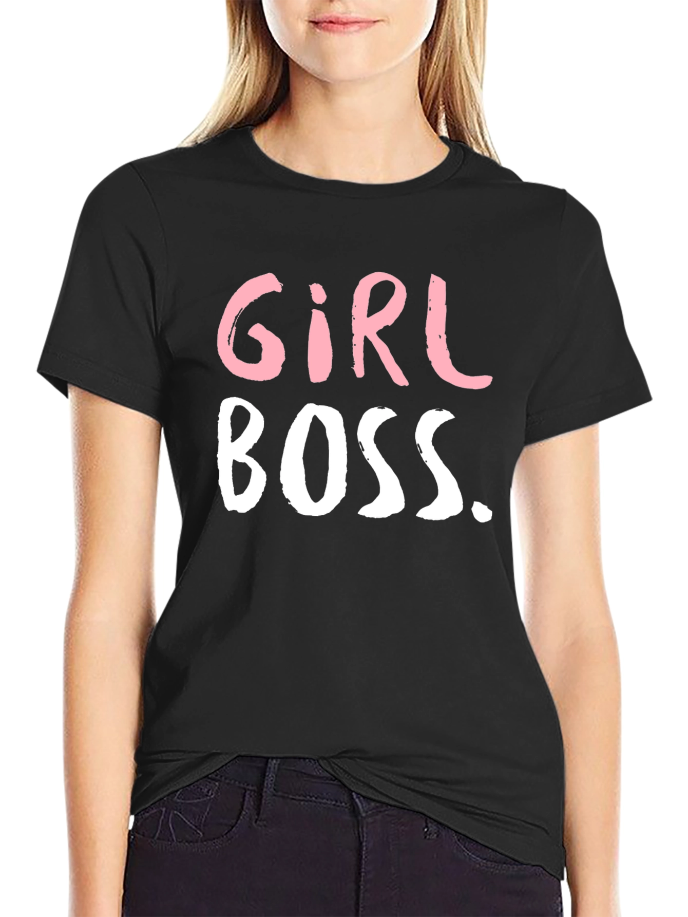 Girl Boss Graphic Tee - Black Crew Neck T-Shirt