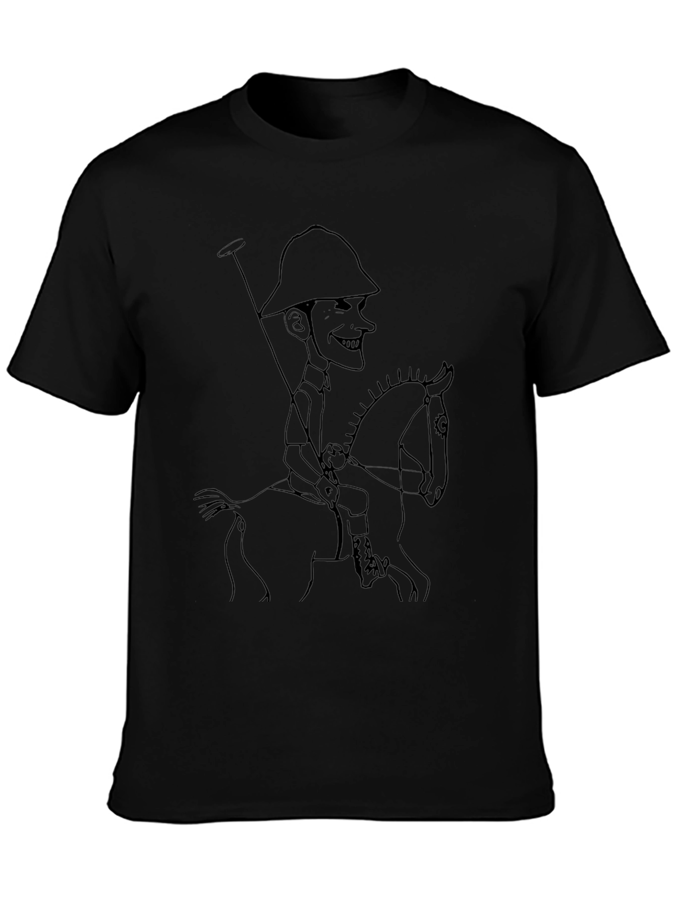 Polo Player Sketch Graphic T-Shirt - Black