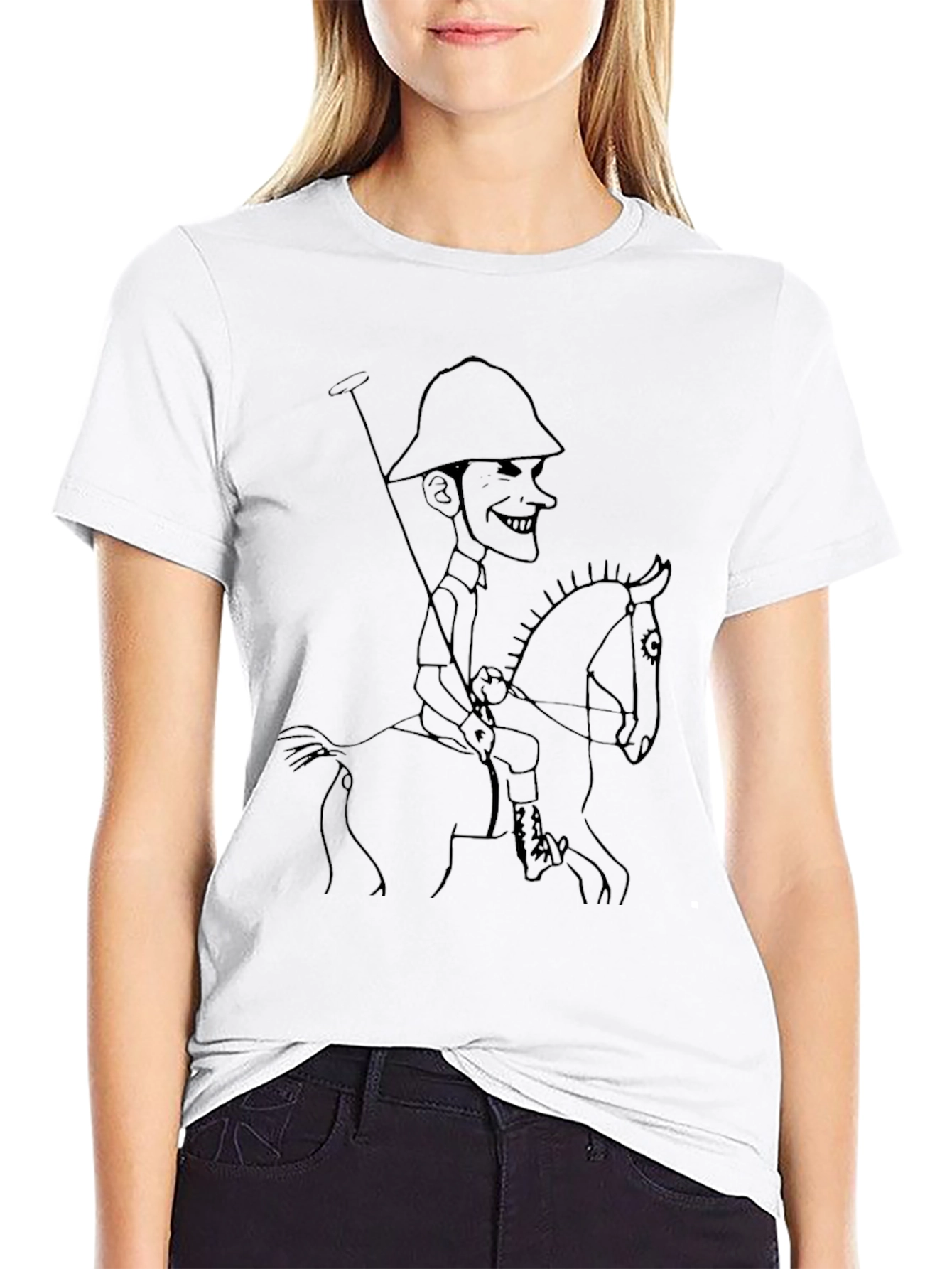 Polo Player Sketch Graphic T-Shirt - Black