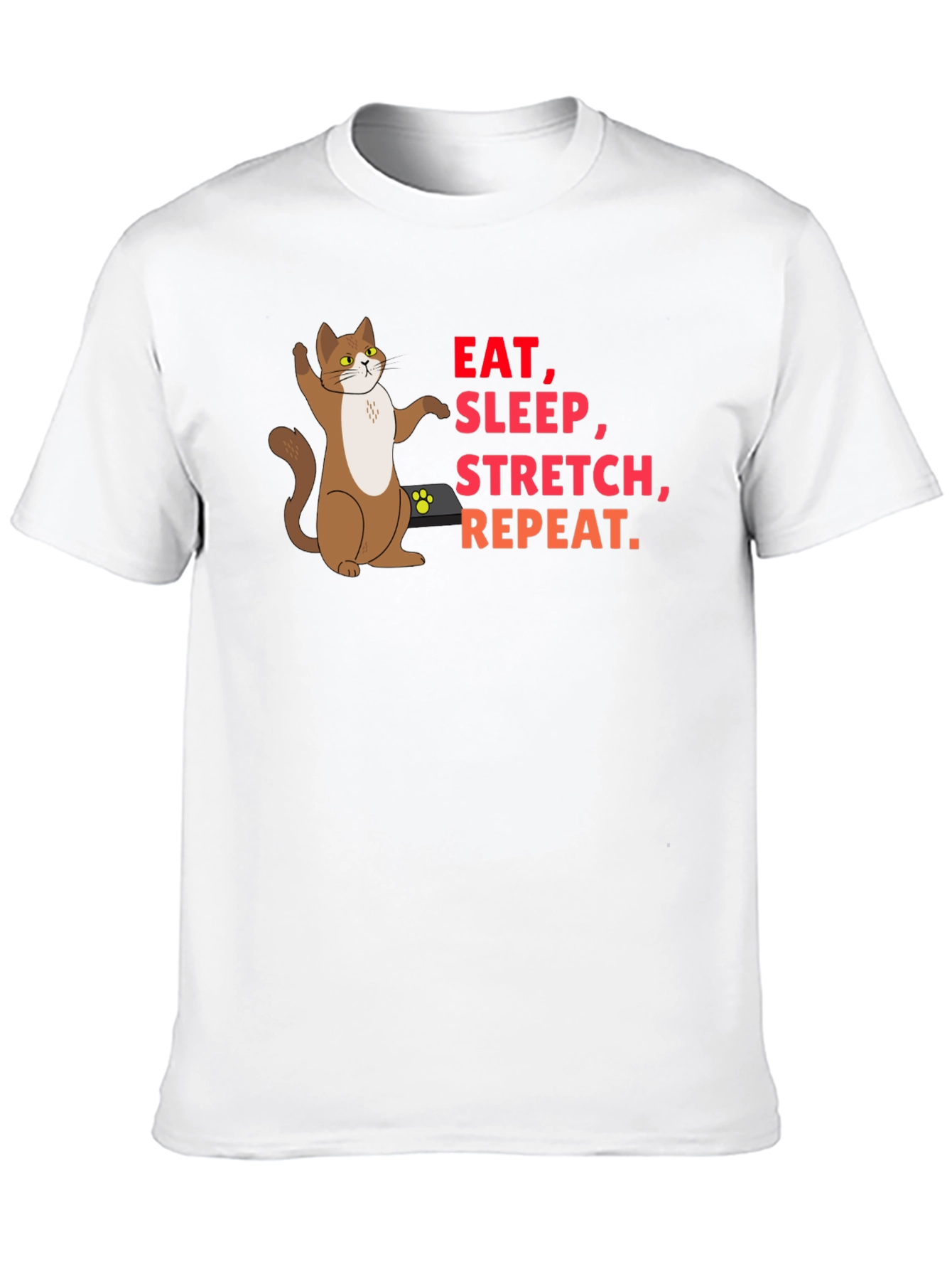 Eat Sleep Stretch Repeat Cat Graphic T-Shirt