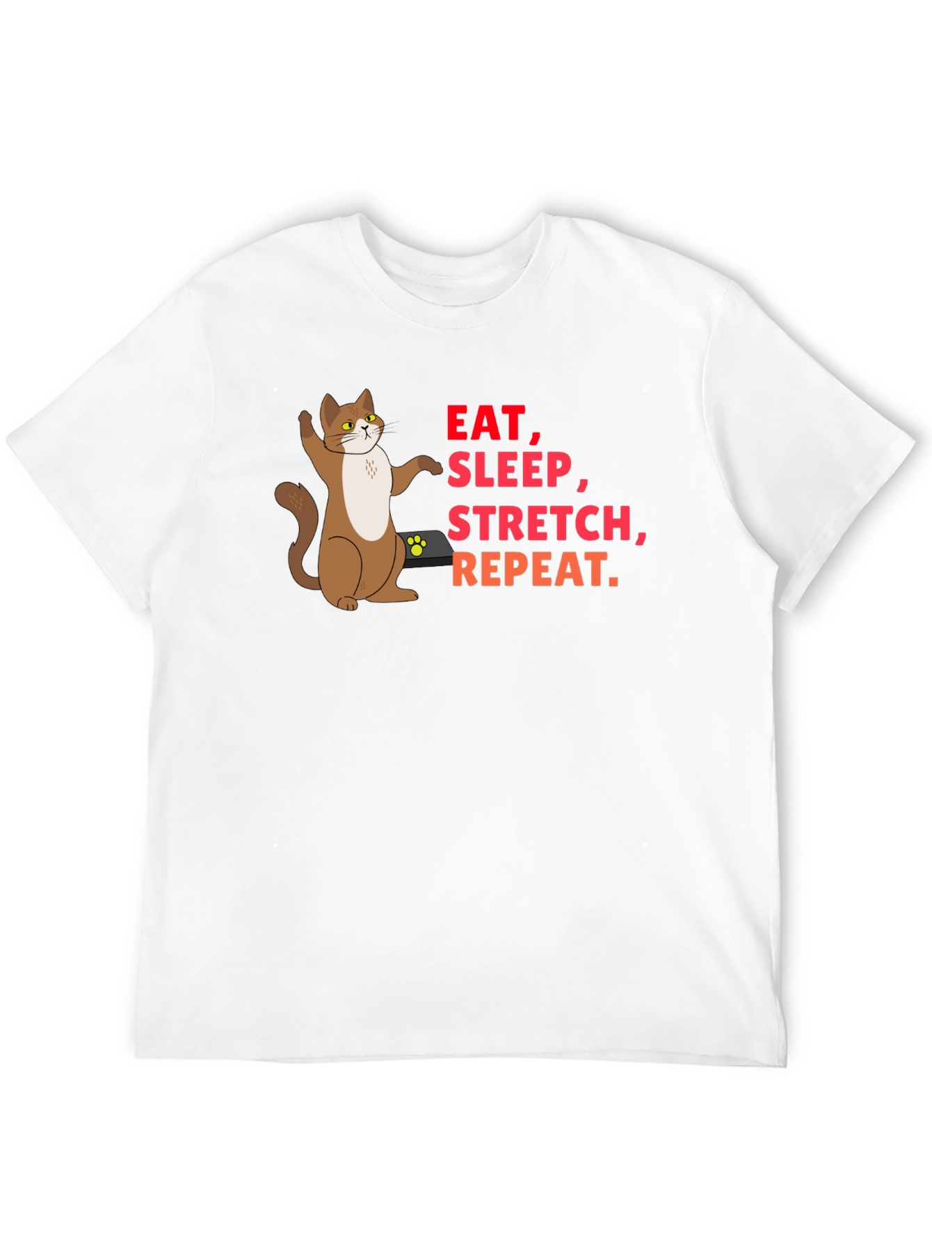 Eat Sleep Stretch Repeat Cat Graphic T-Shirt