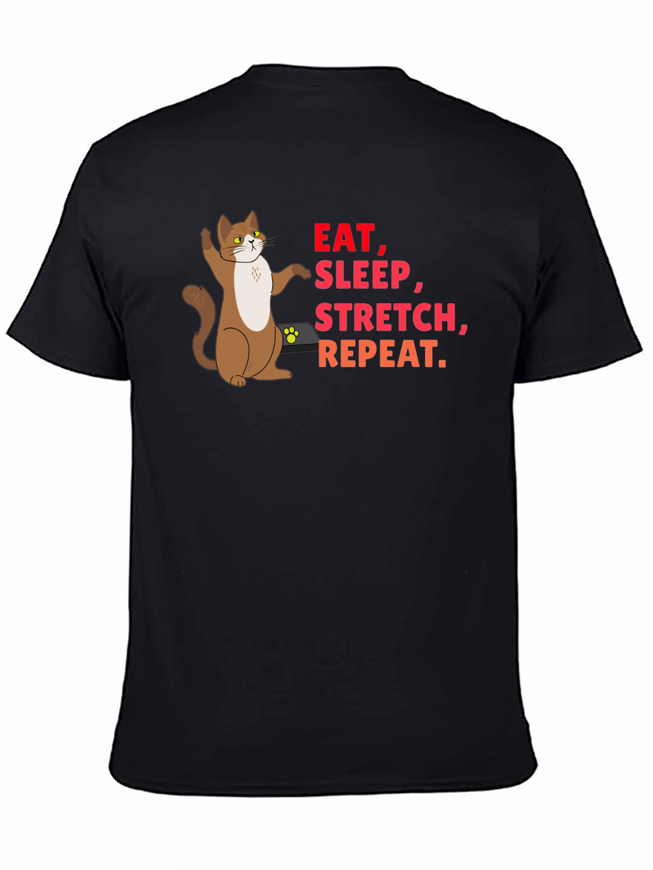 Eat Sleep Stretch Repeat Cat Graphic T-Shirt