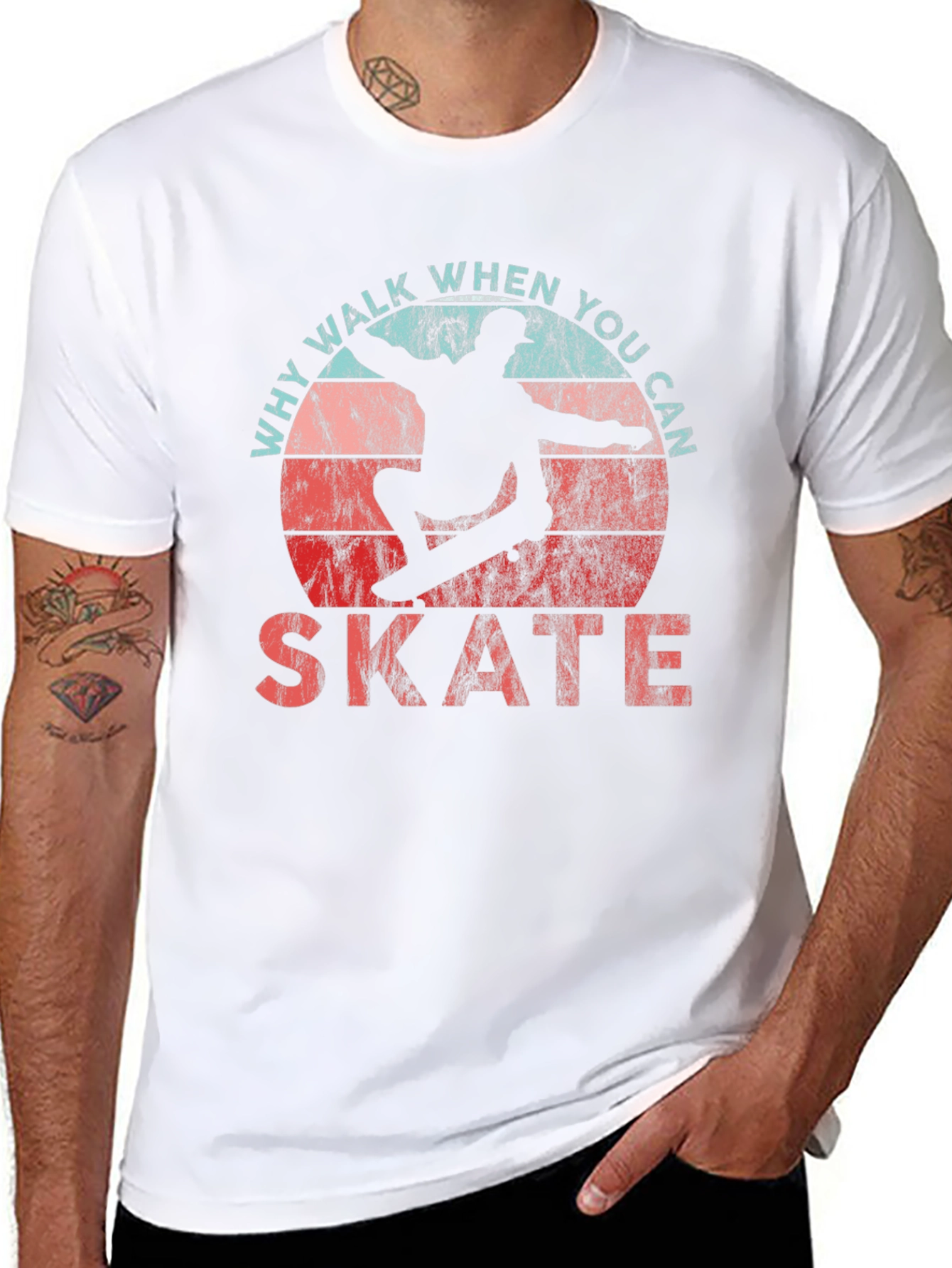 Why Walk When You Can Skate Skateboarder Graphic T-Shirt