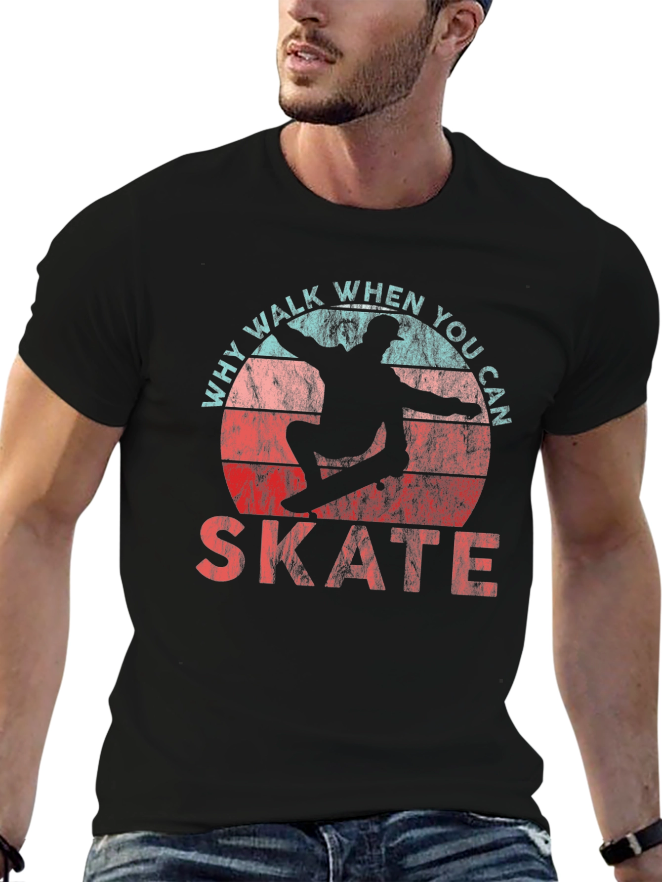 Why Walk When You Can Skate Skateboarder Graphic T-Shirt