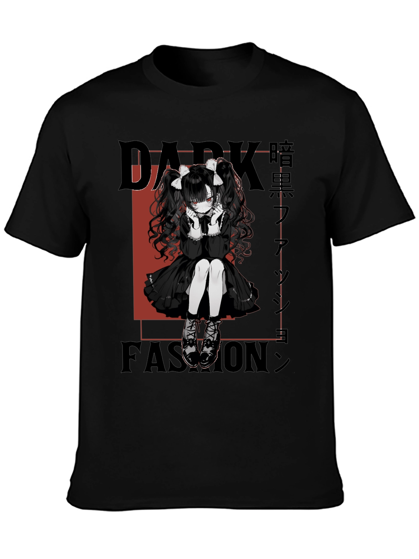 Dark Fashion Anime Girl Graphic T-Shirt