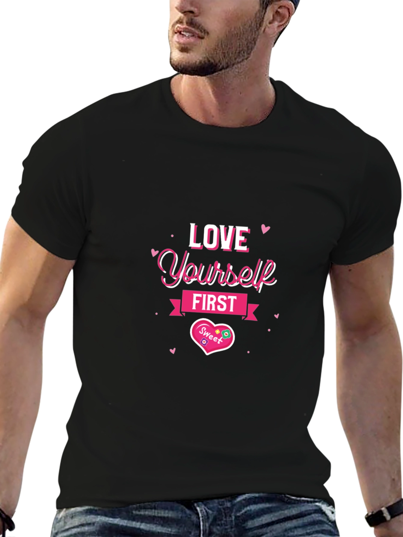 Love Yourself First Black Graphic Tee