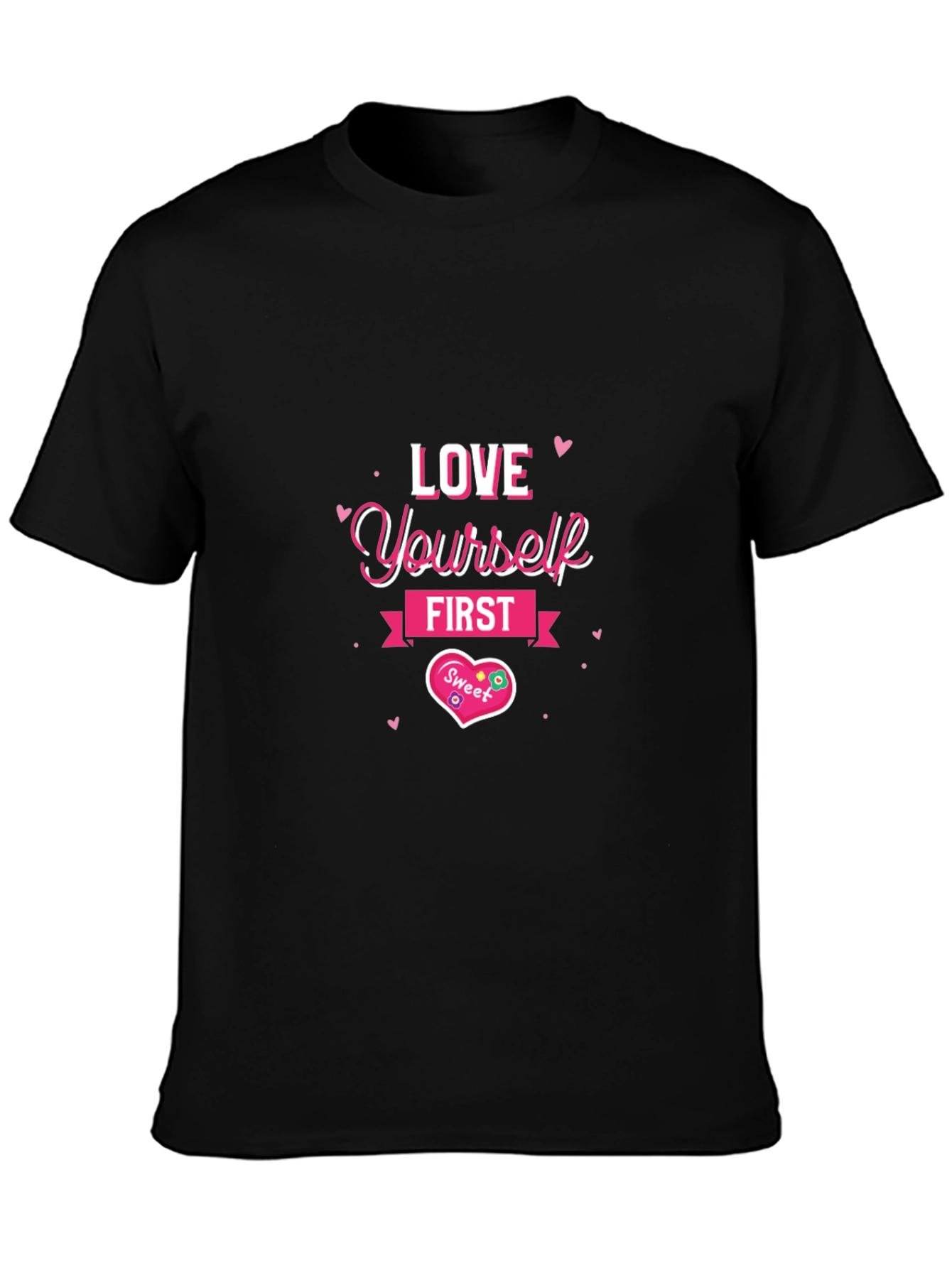 Love Yourself First Black Graphic Tee