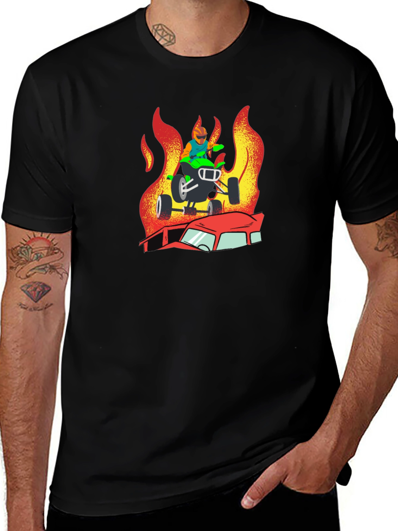 Fiery ATV Rider Graphic T-Shirt