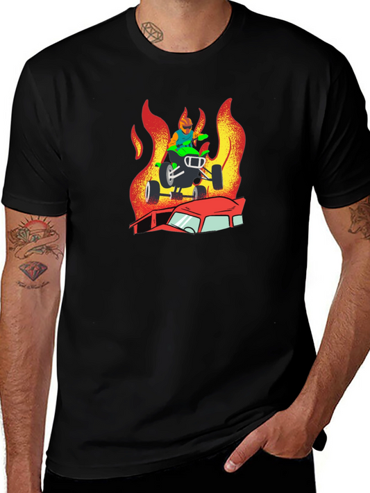 Fiery ATV Rider Graphic T-Shirt