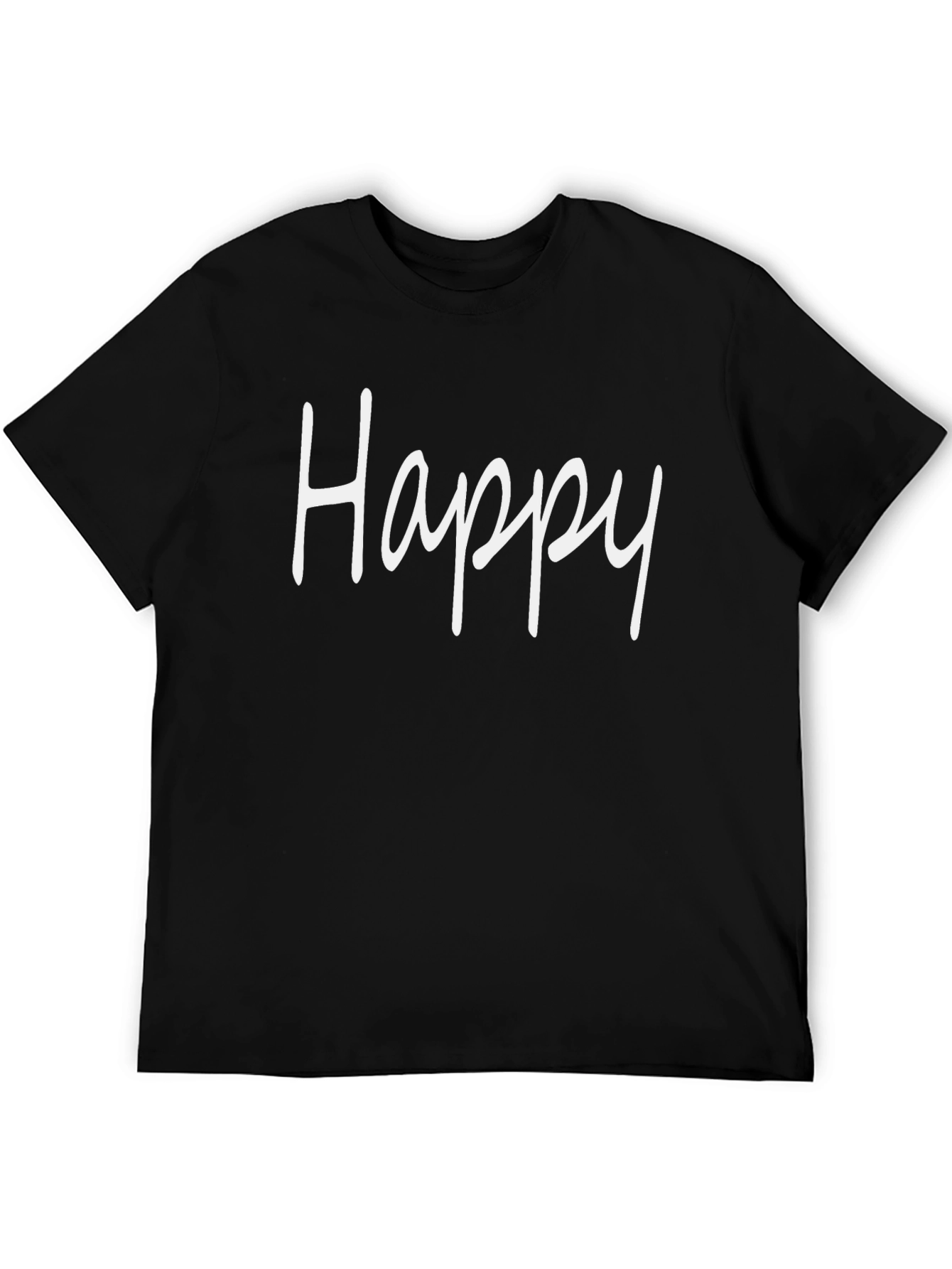Happy Graphic Tee - Black Cotton T-Shirt