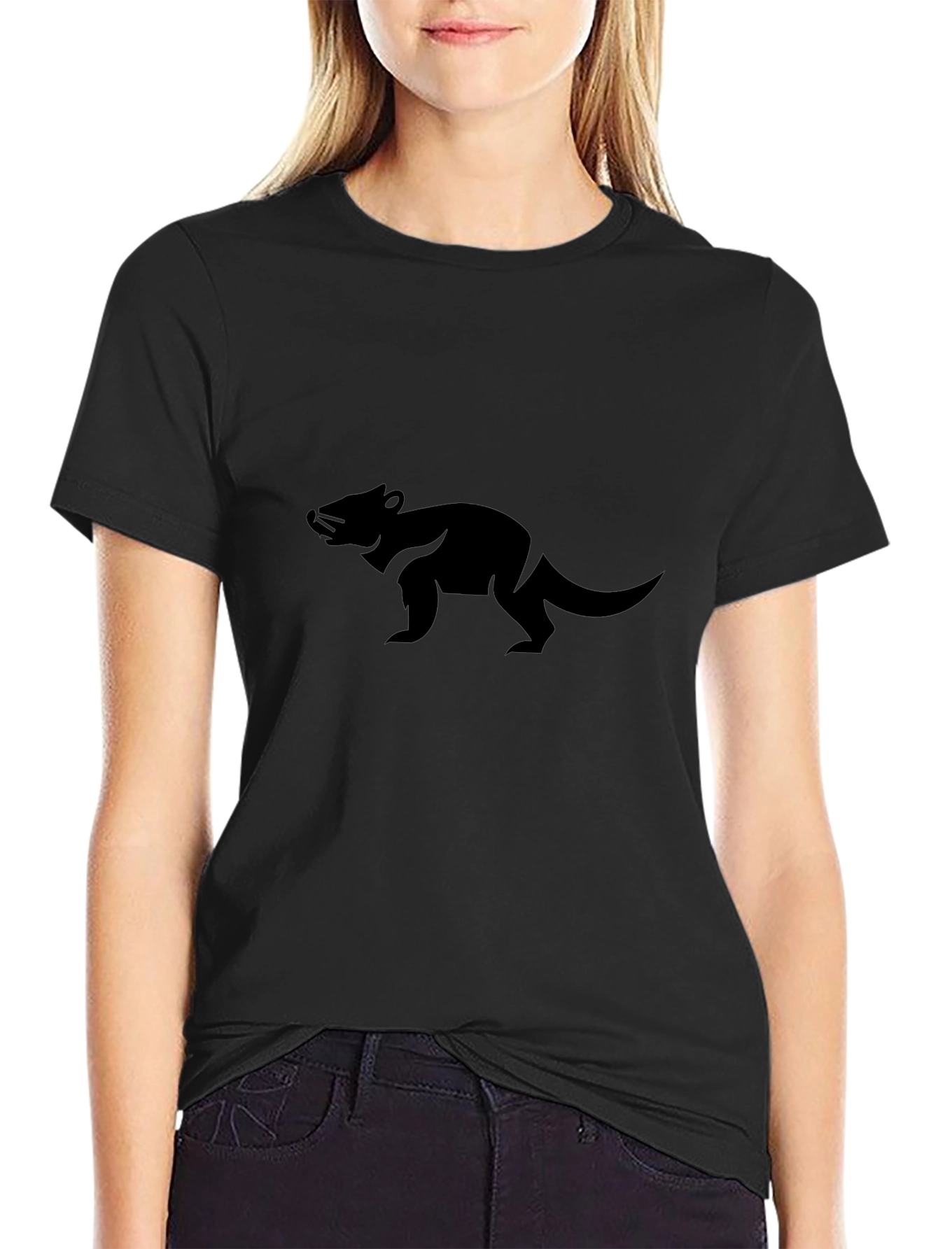 Mens Black T-Shirt with Animal Graphic