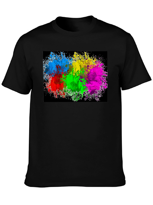 Colorful Splatter Graphic Black T-Shirt