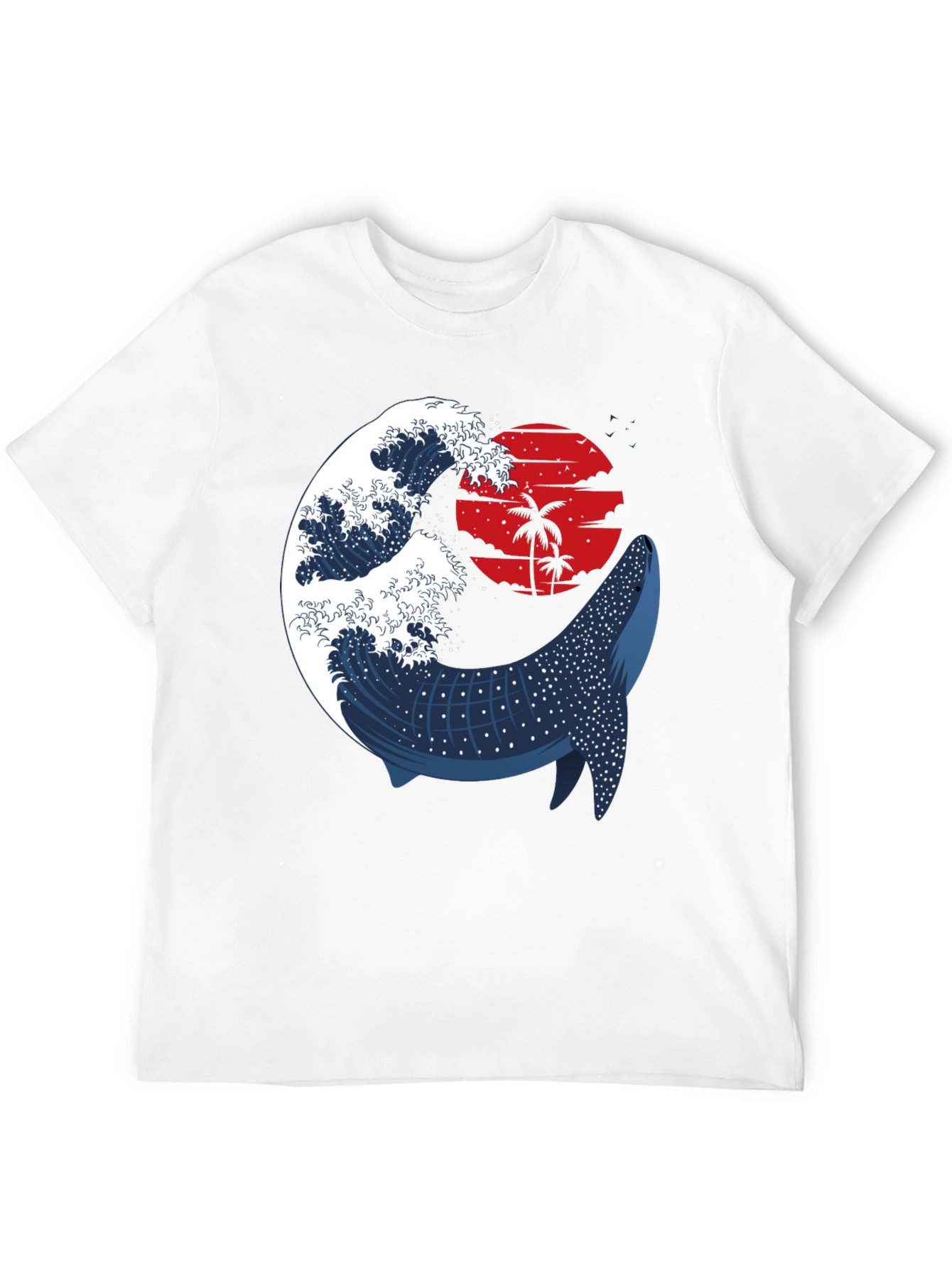 Whale Shark & Wave Graphic Tee - Ocean Sunset