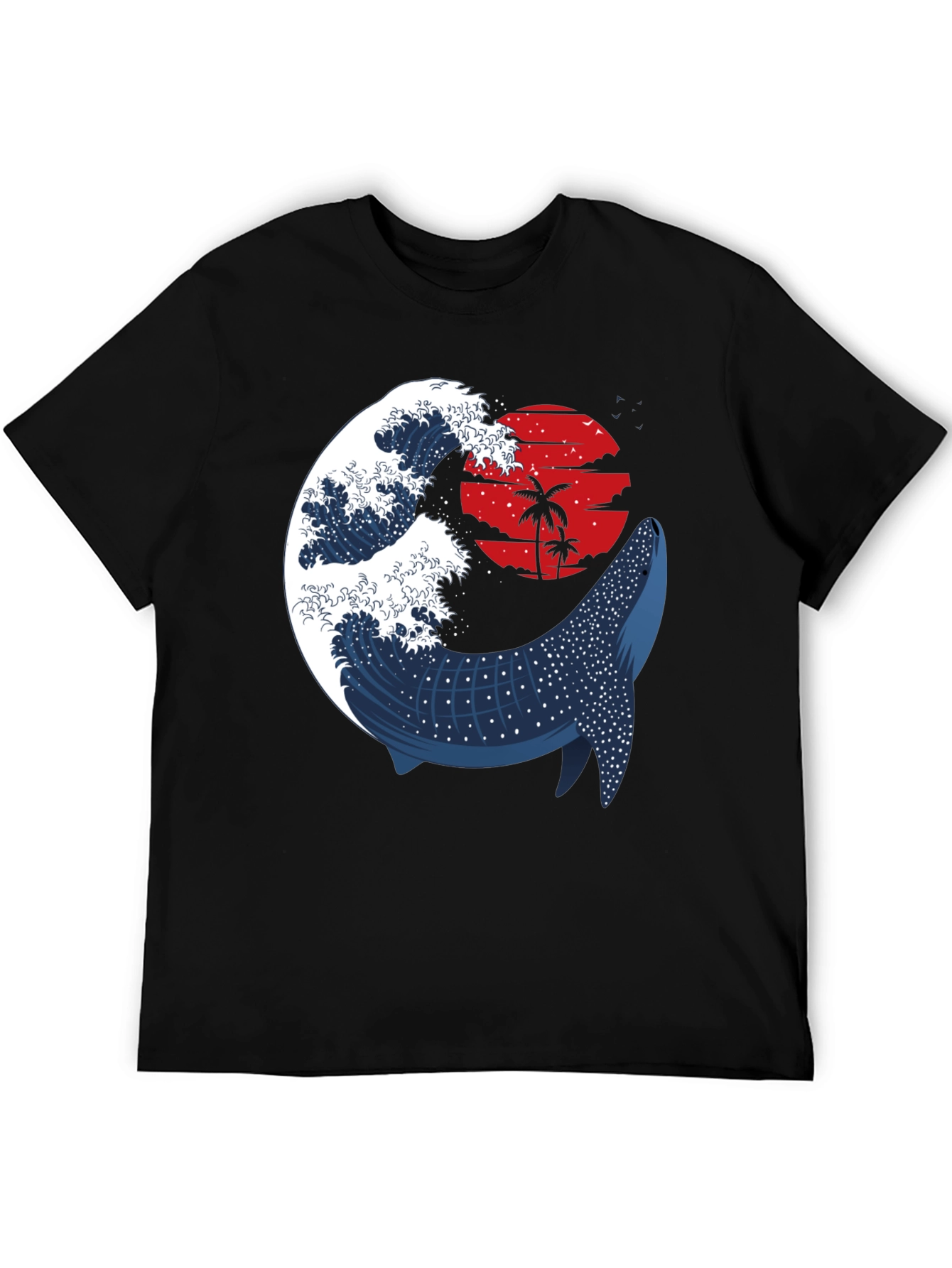 Whale Shark & Wave Graphic Tee - Ocean Sunset