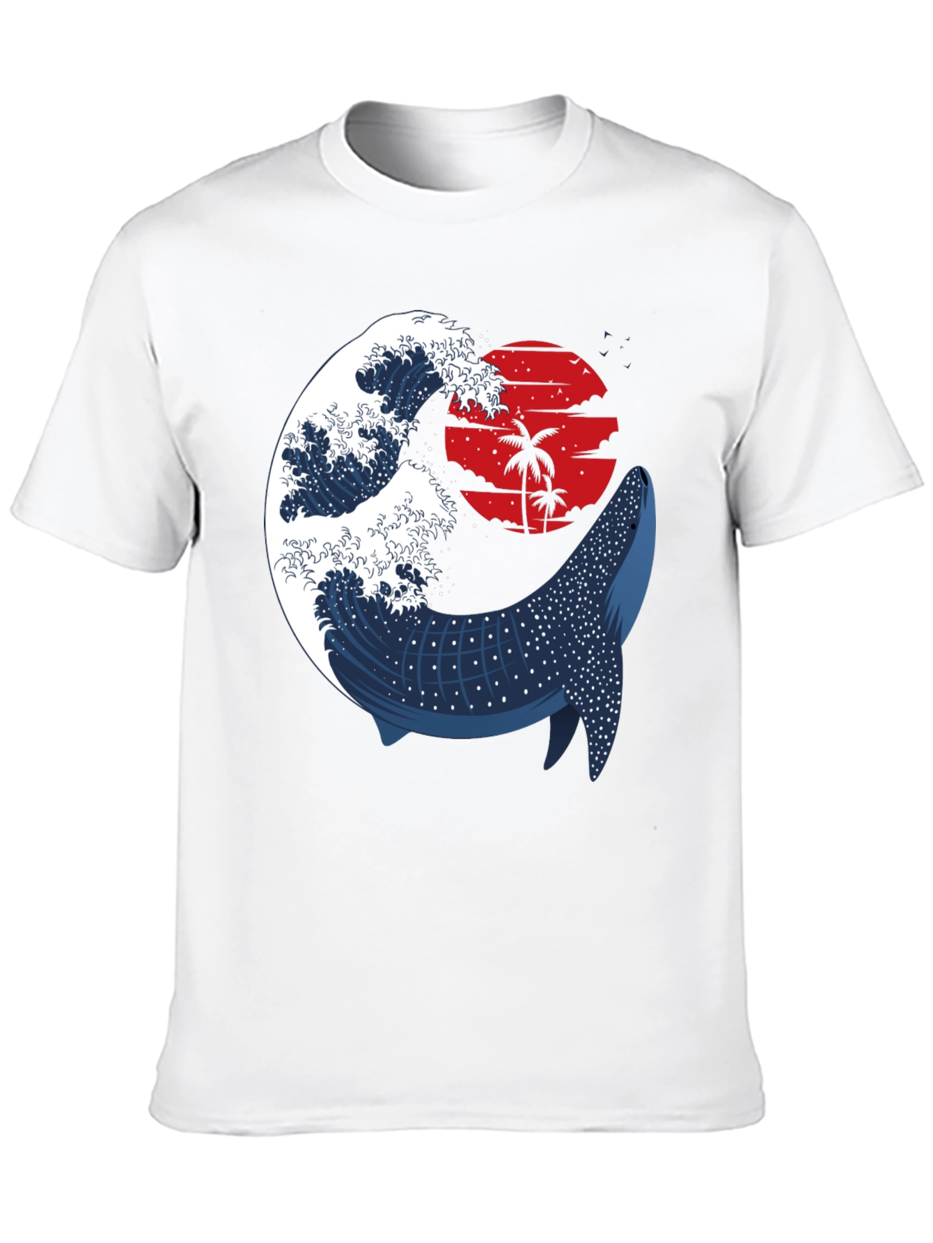 Whale Shark & Wave Graphic Tee - Ocean Sunset