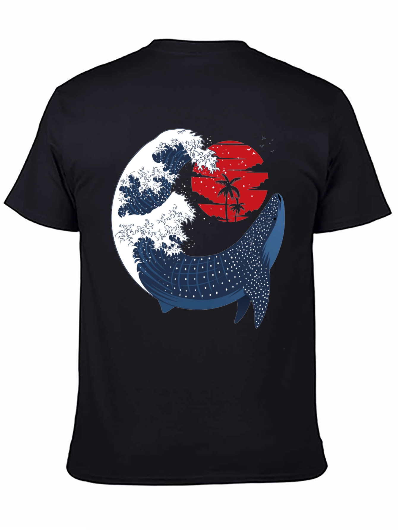 Whale Shark & Wave Graphic Tee - Ocean Sunset