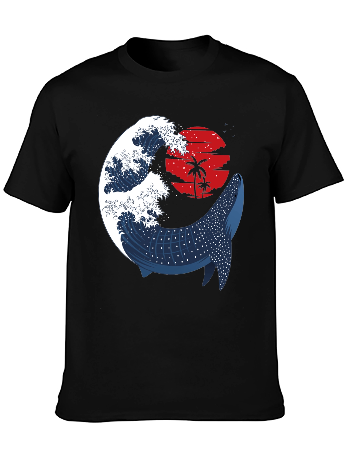 Whale Shark & Wave Graphic Tee - Ocean Sunset