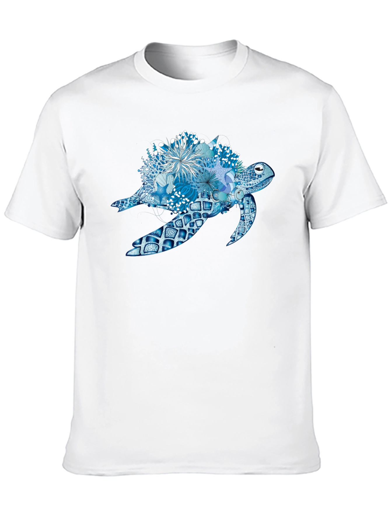 Blue Sea Turtle Floral T-Shirt