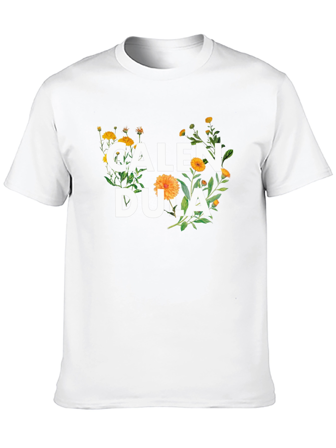Calendula Floral Graphic Black T-Shirt