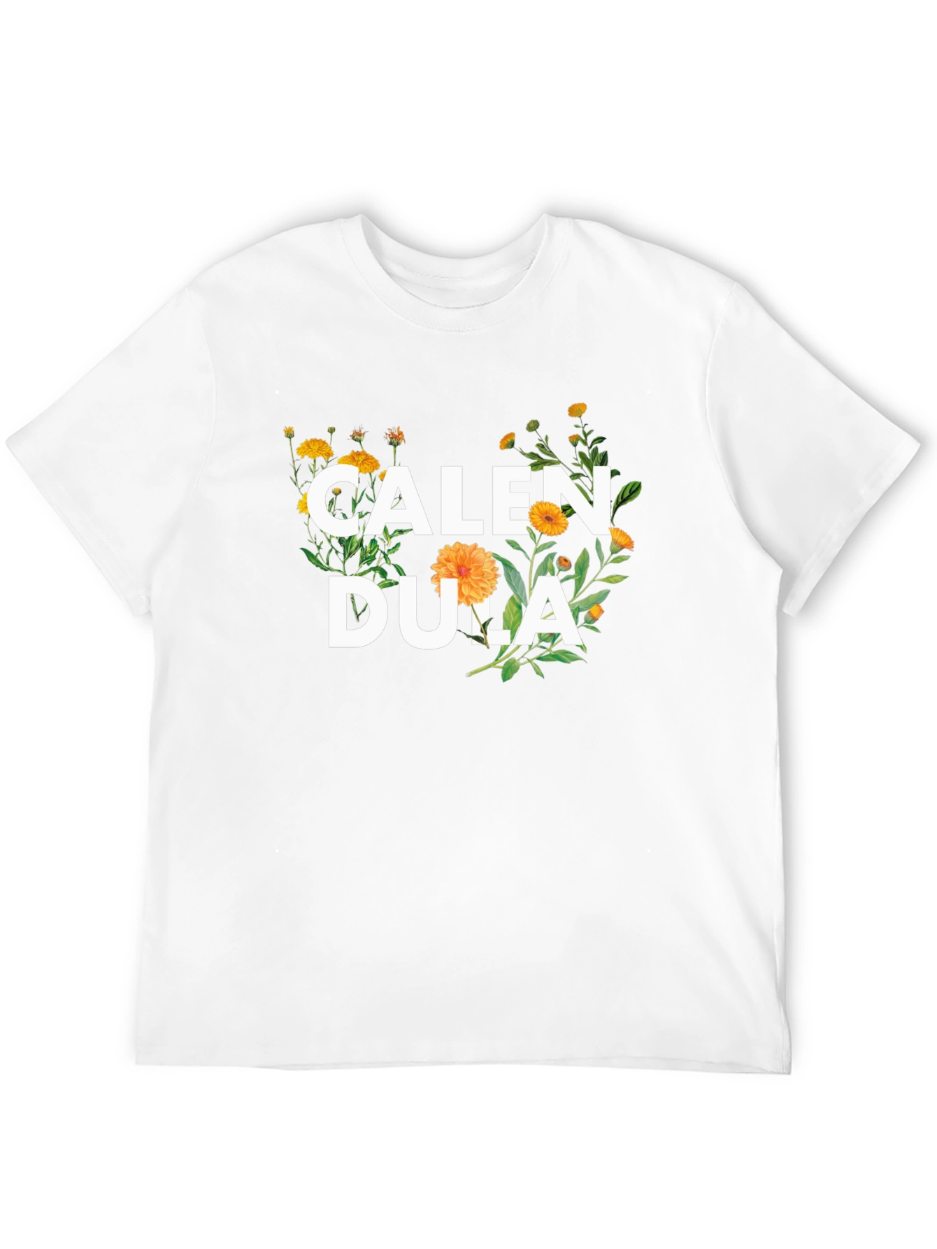 Calendula Floral Graphic Black T-Shirt