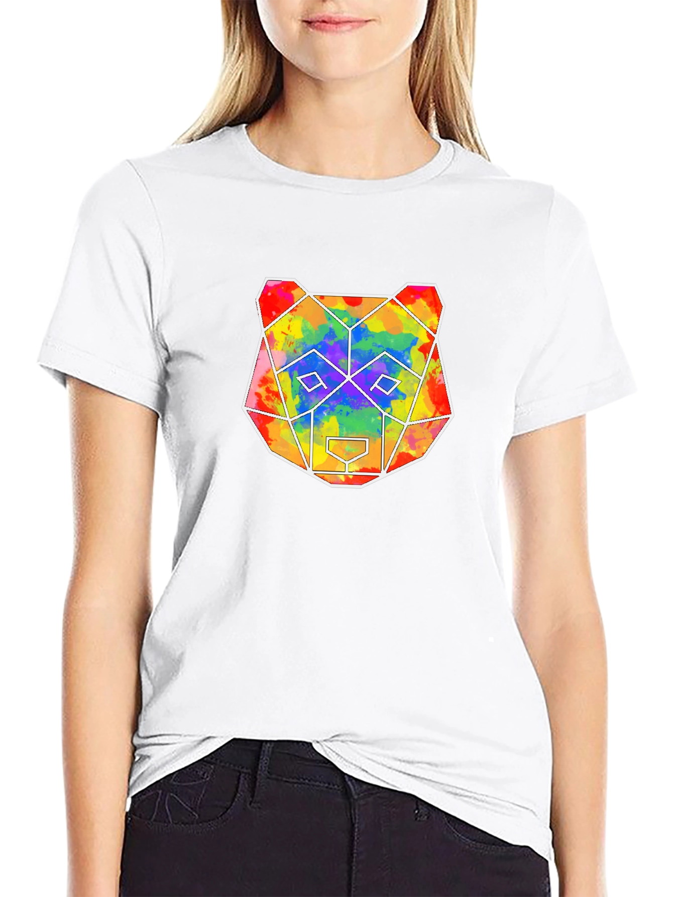 Geometric Bear Graphic Tee - Mens Black T-Shirt