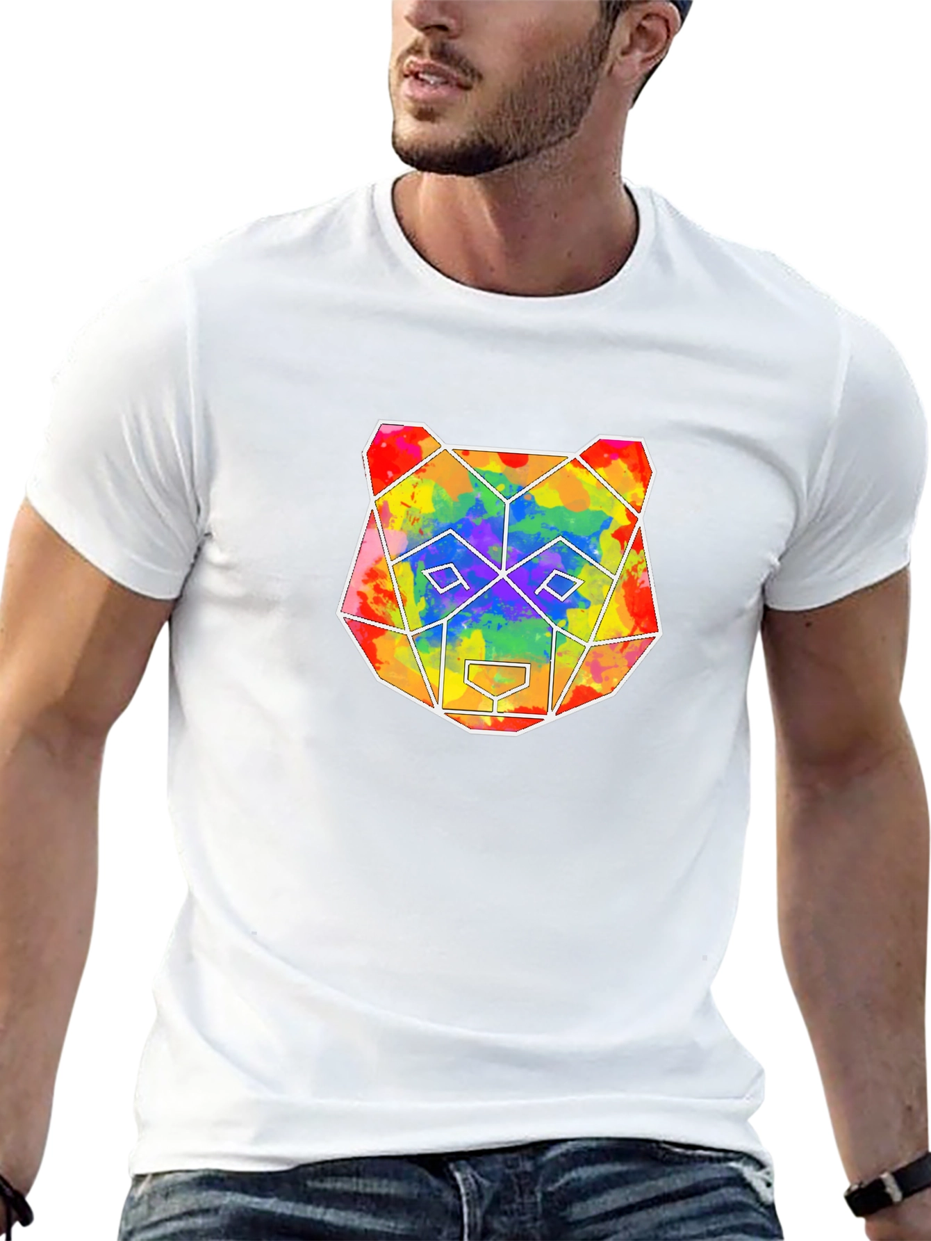 Geometric Bear Graphic Tee - Mens Black T-Shirt