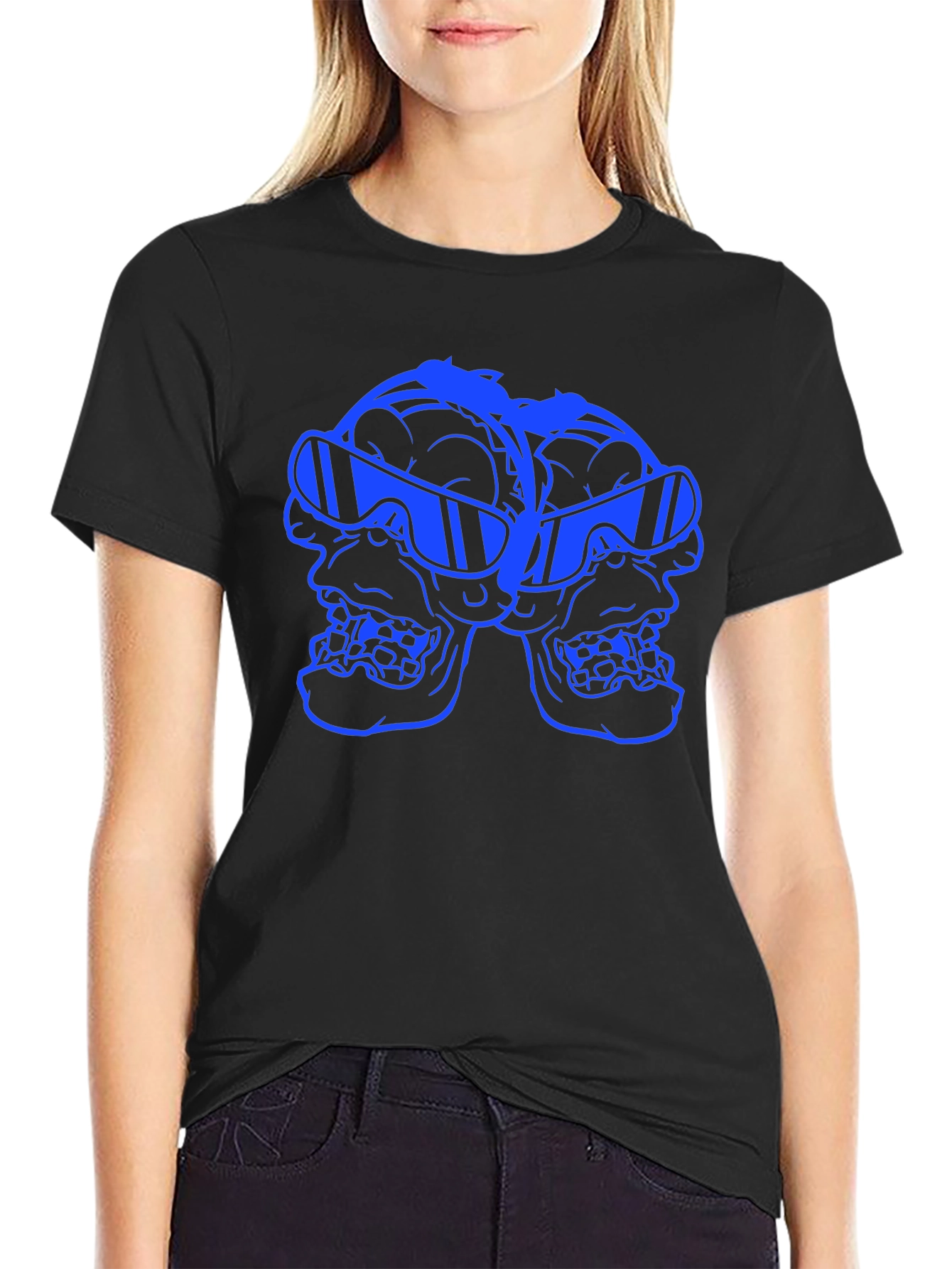 Skull Duo Sunglasses Graphic Tee - Black