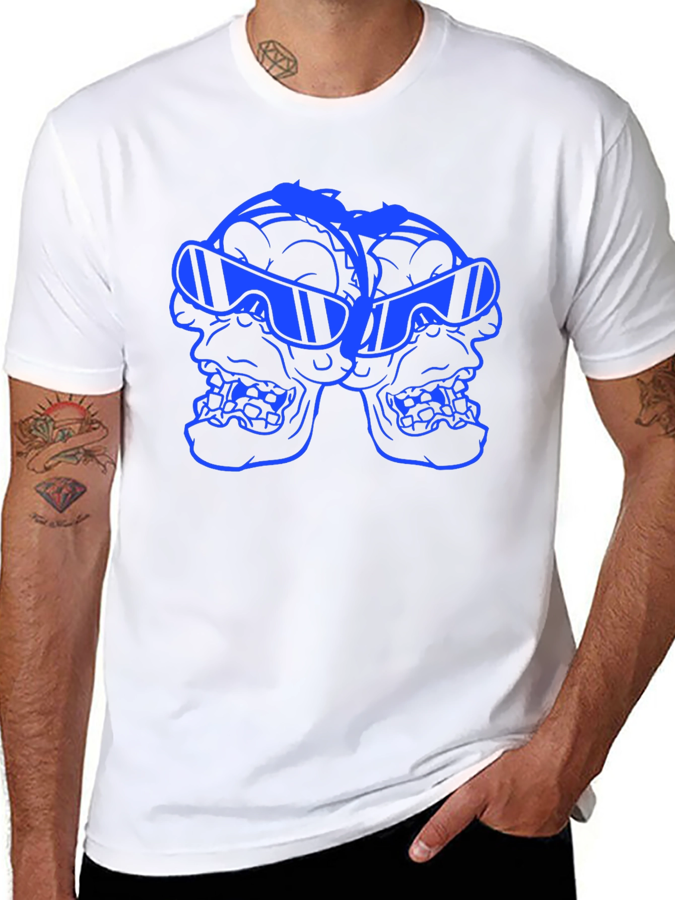 Skull Duo Sunglasses Graphic Tee - Black