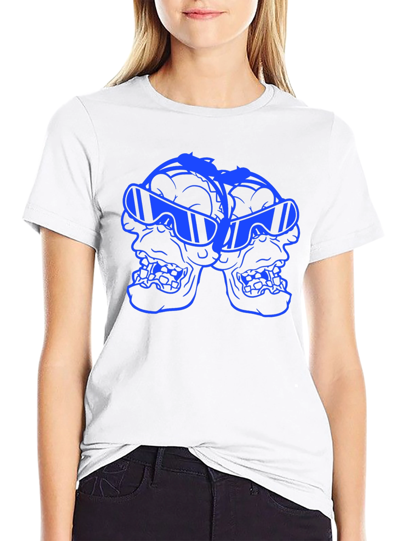 Skull Duo Sunglasses Graphic Tee - Black