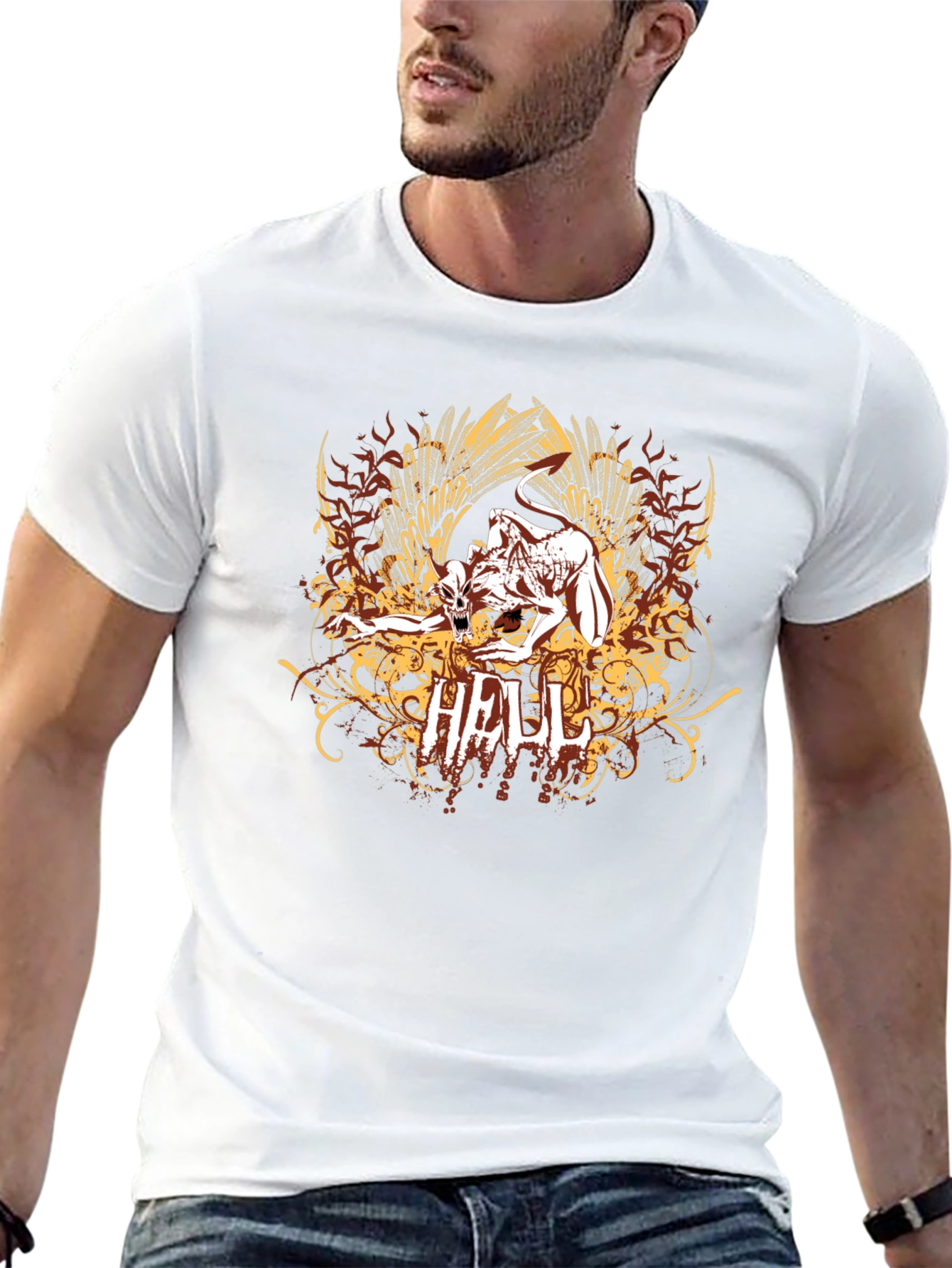 Graphic Print T-Shirt: Hell Demon Design