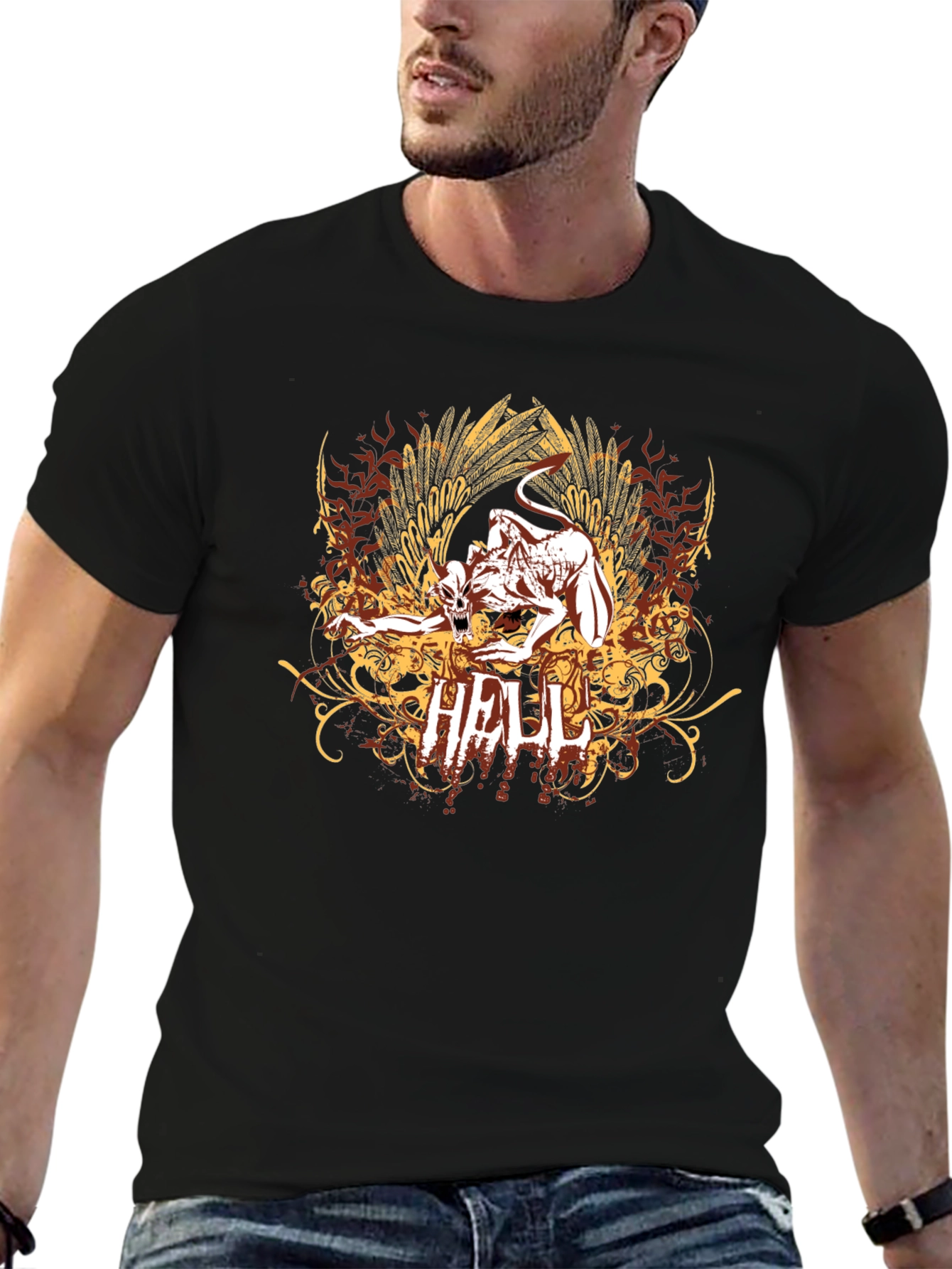 Graphic Print T-Shirt: Hell Demon Design