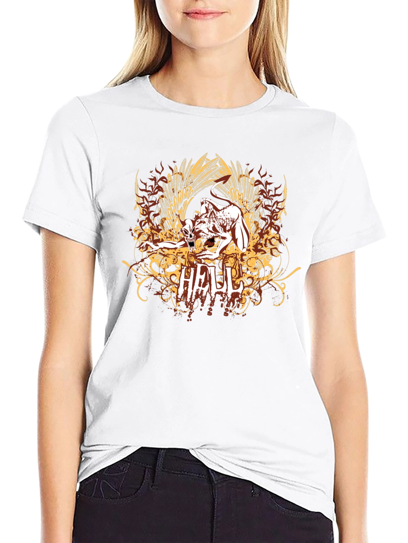 Graphic Print T-Shirt: Hell Demon Design