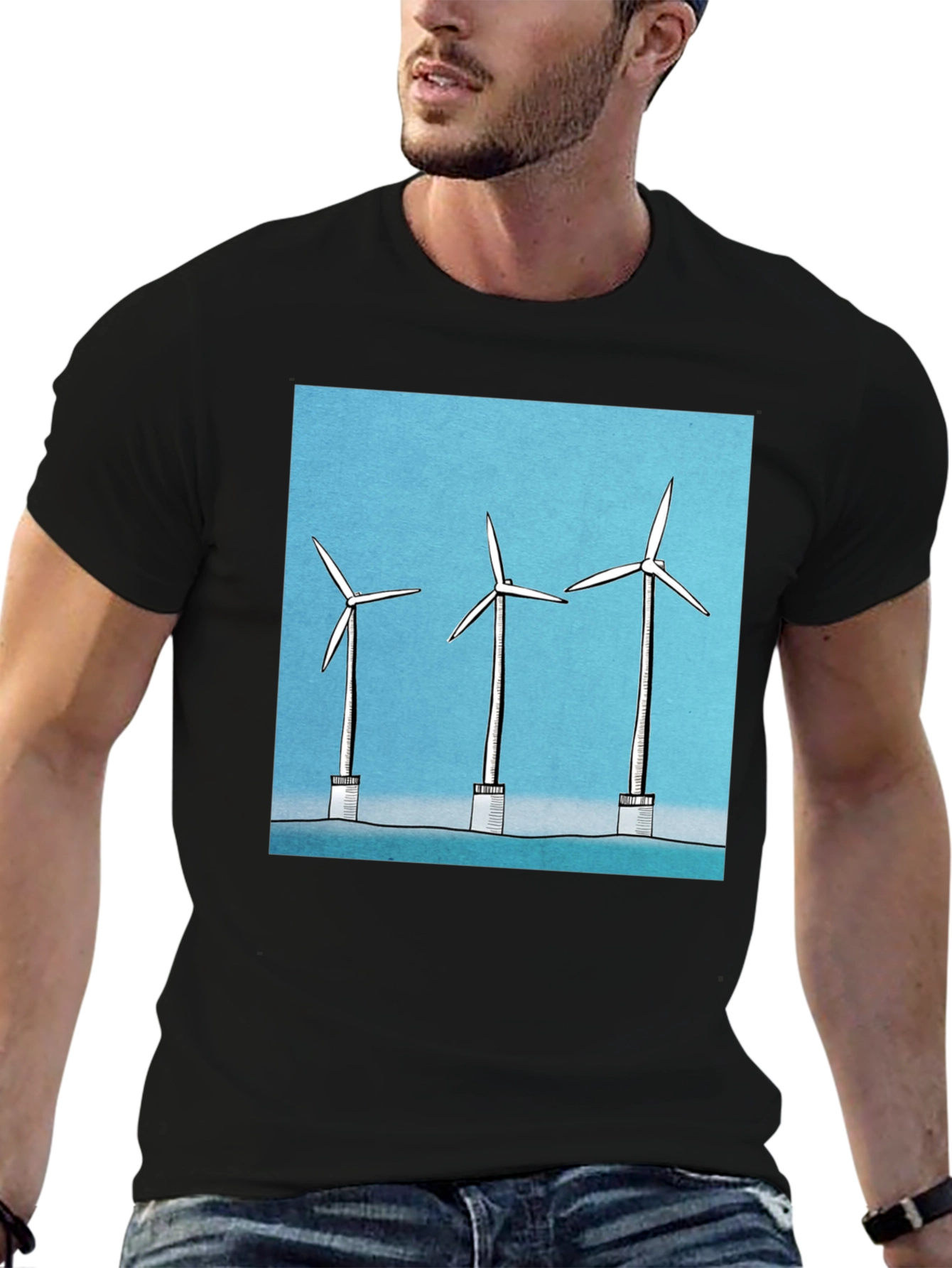 Wind Turbine Graphic Tee - Eco Friendly Style