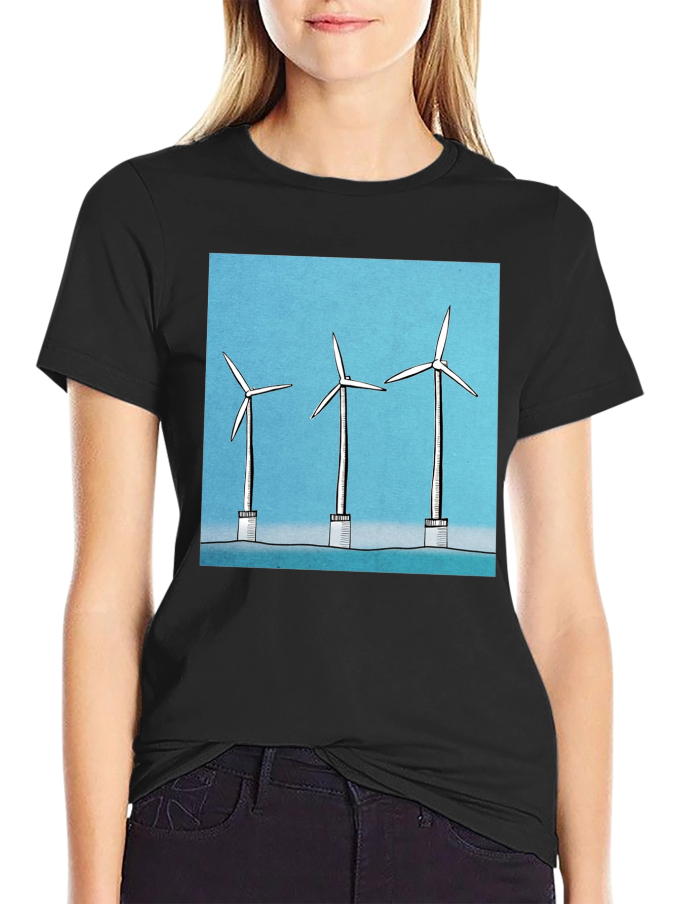 Wind Turbine Graphic Tee - Eco Friendly Style