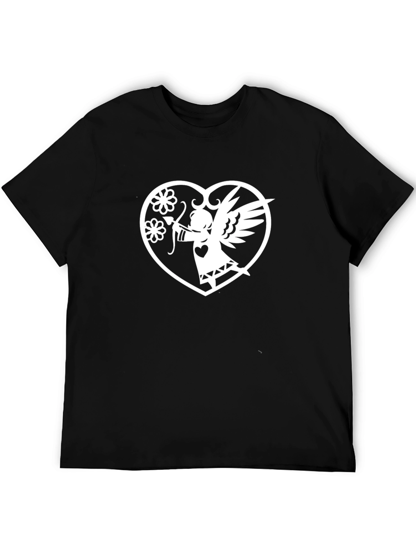 Cupid Heart Graphic Tee - Black T-Shirt