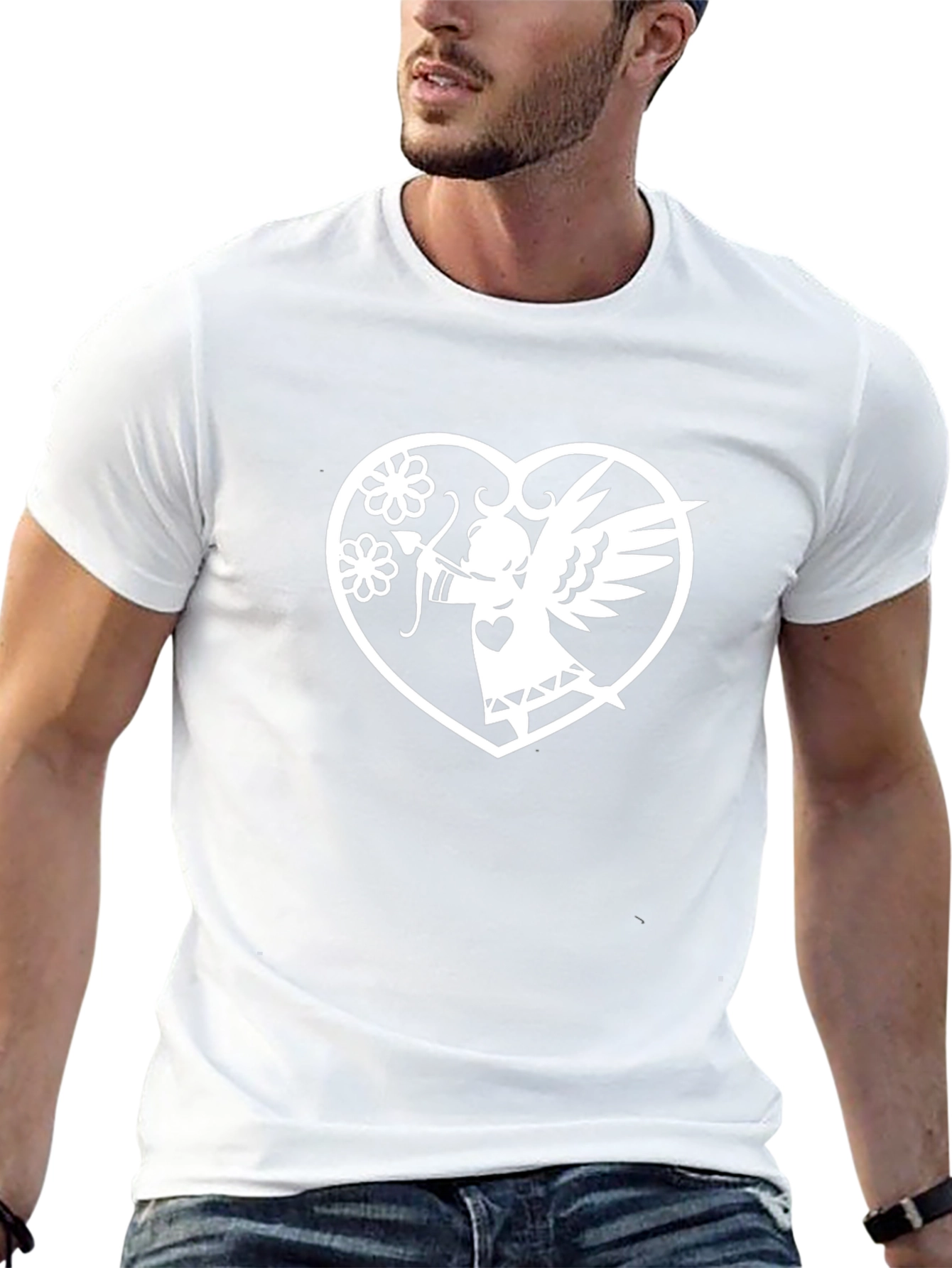 Cupid Heart Graphic Tee - Black T-Shirt