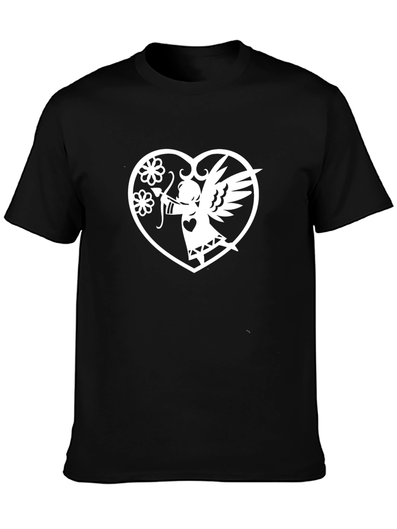 Cupid Heart Graphic Tee - Black T-Shirt