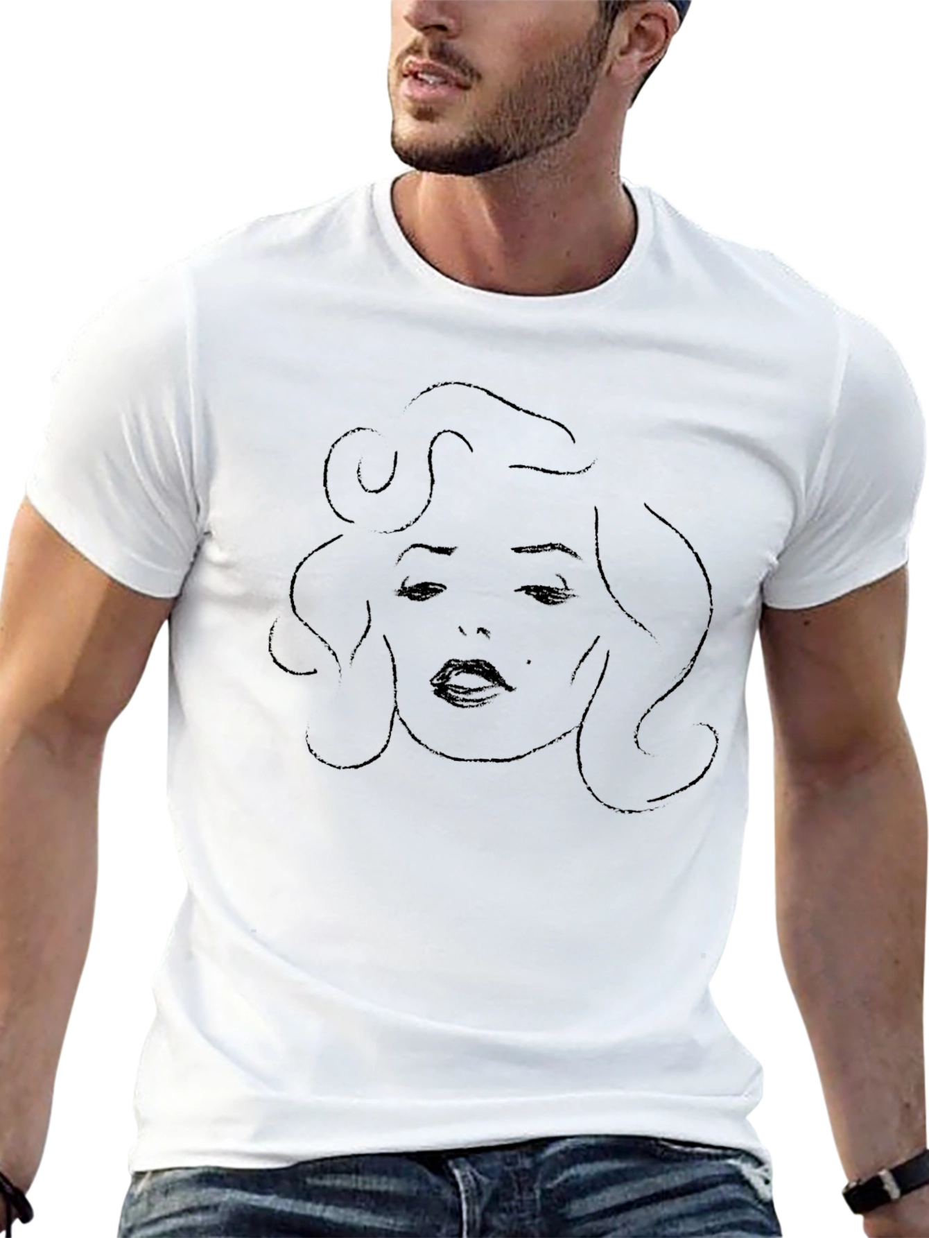 Marilyn Monroe Sketch Graphic T-Shirt - Black