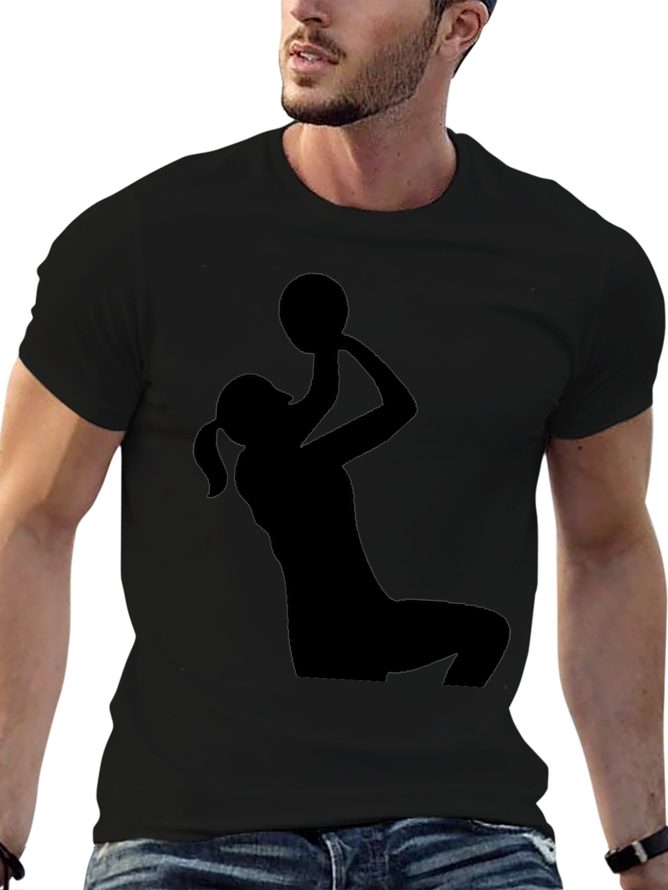 Netball Player Graphic Tee - Sporty Black T-Shirt