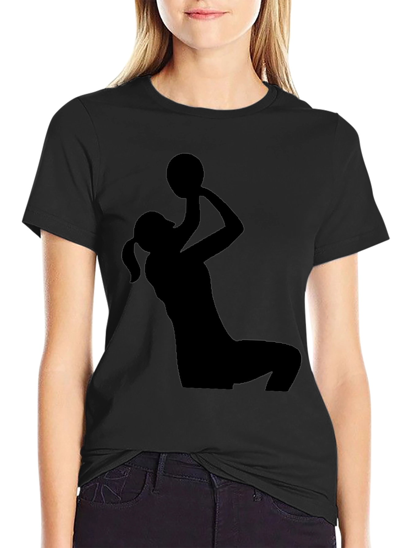 Netball Player Graphic Tee - Sporty Black T-Shirt