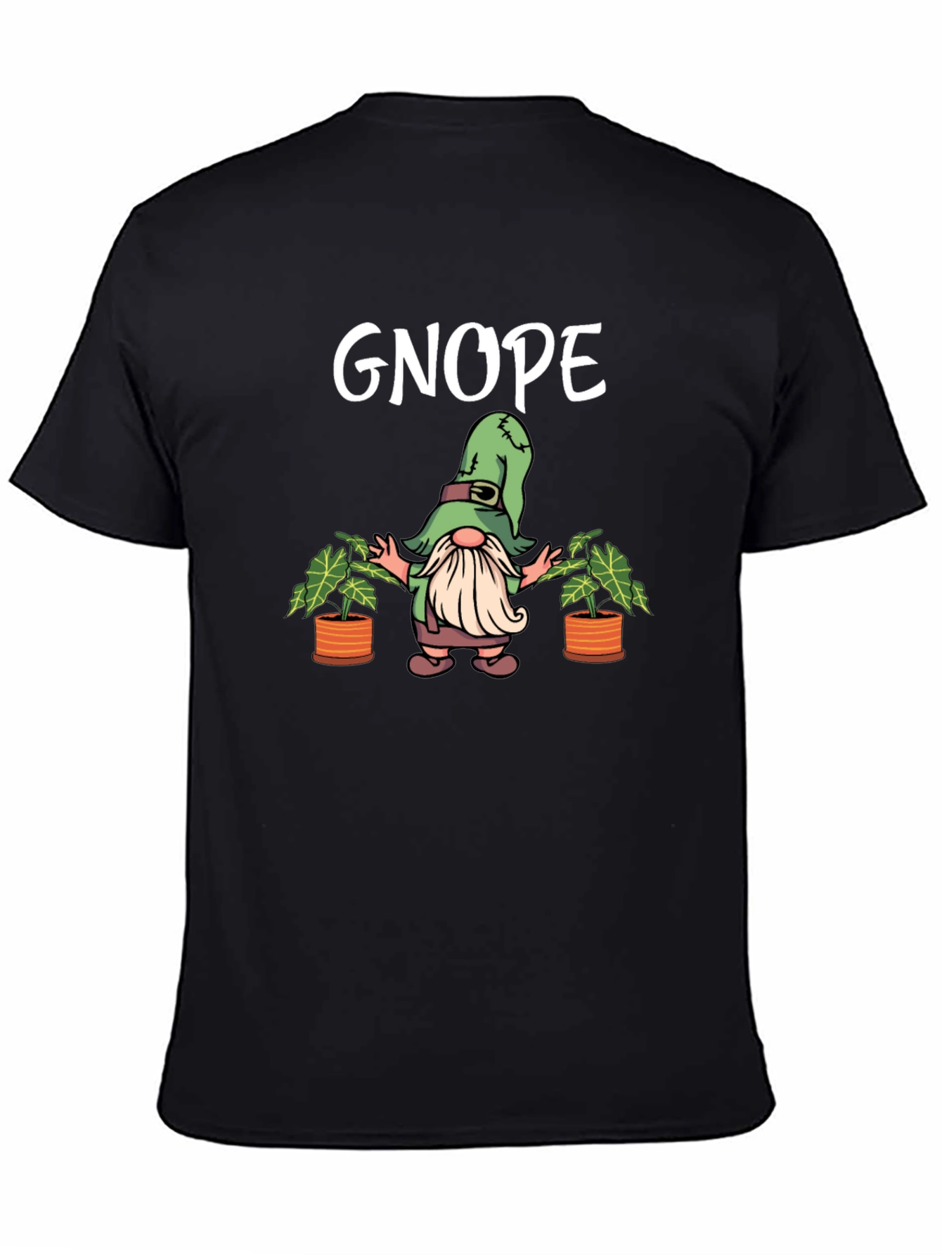 Gnope Black T-Shirt - Funny Garden Gnome Graphic Tee