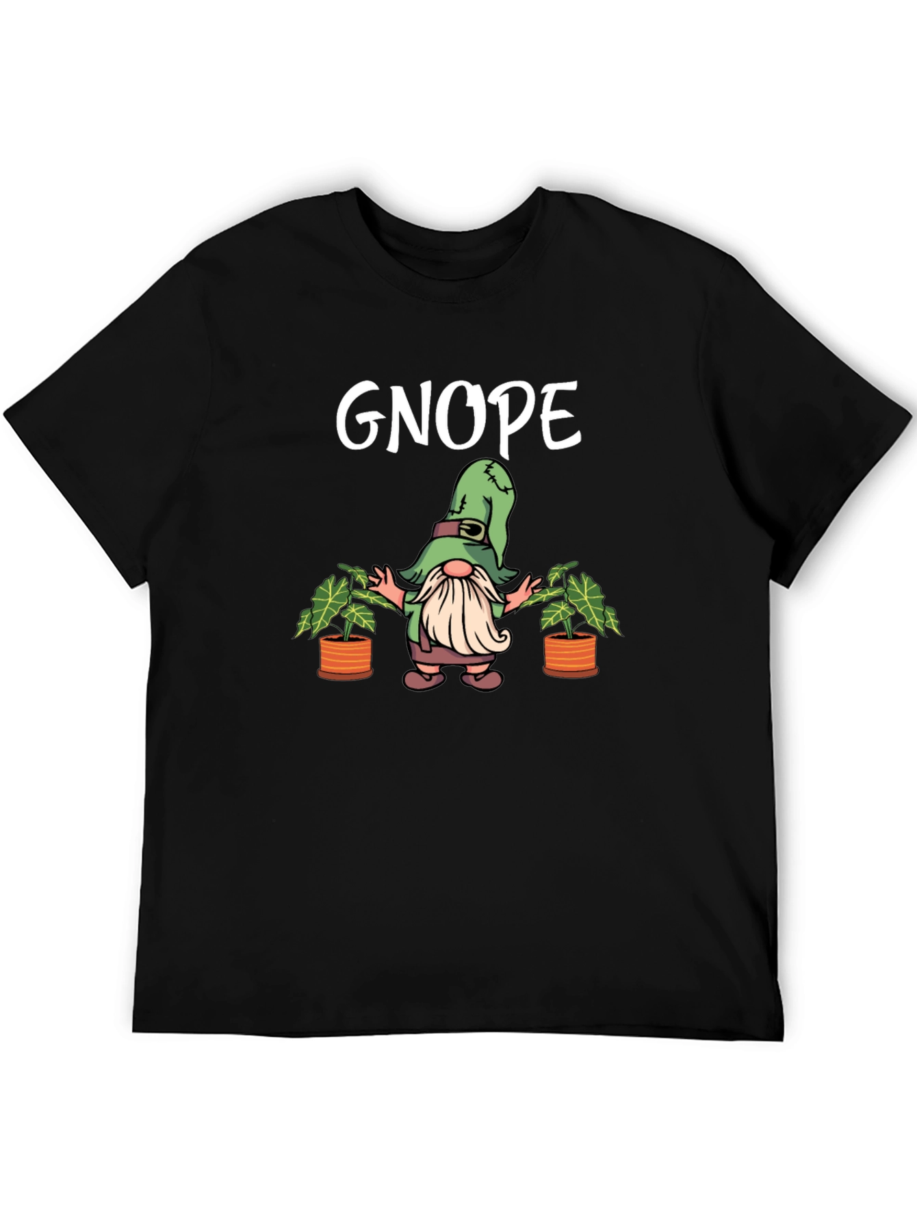 Gnope Black T-Shirt - Funny Garden Gnome Graphic Tee