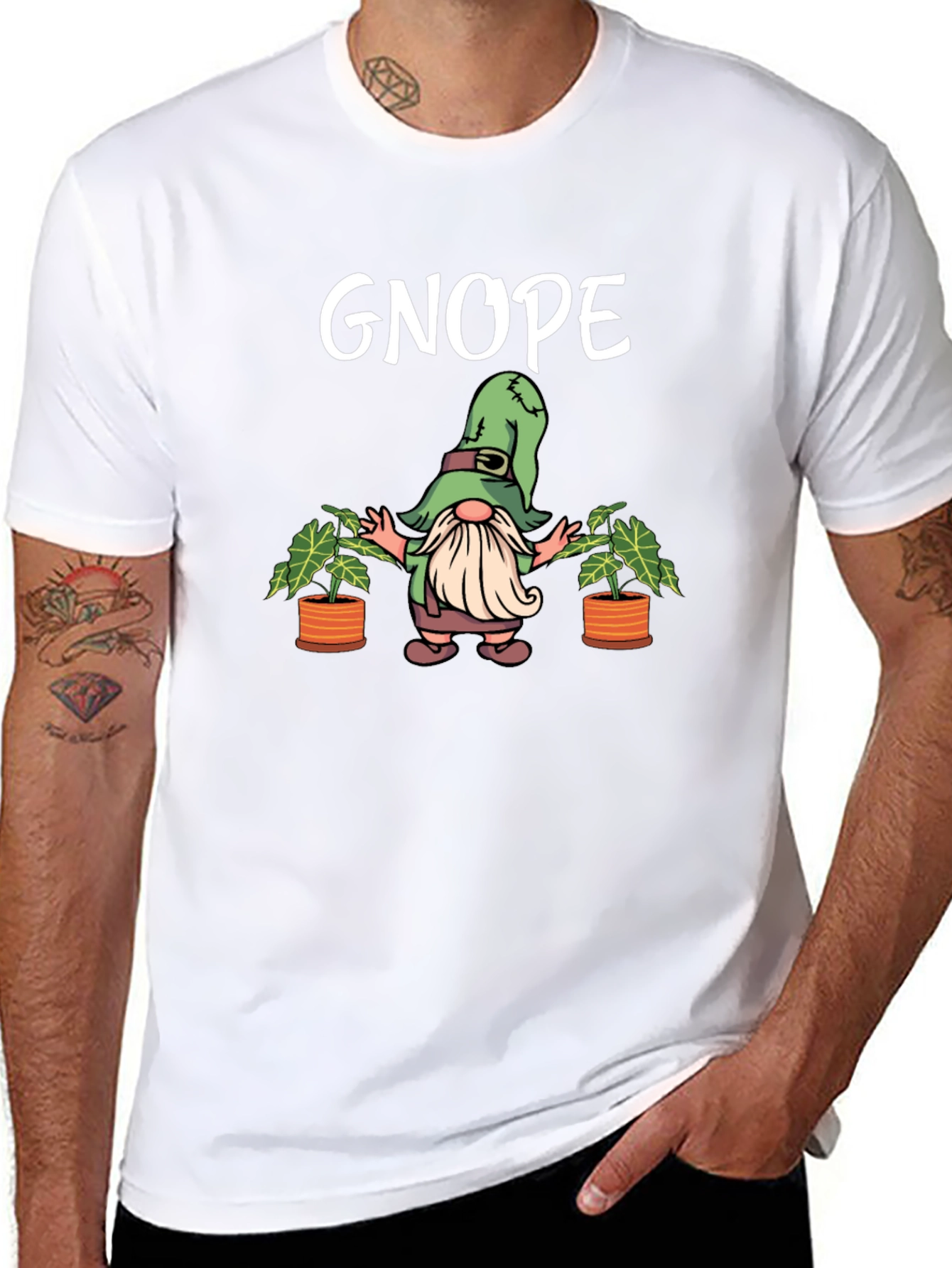 Gnope Black T-Shirt - Funny Garden Gnome Graphic Tee