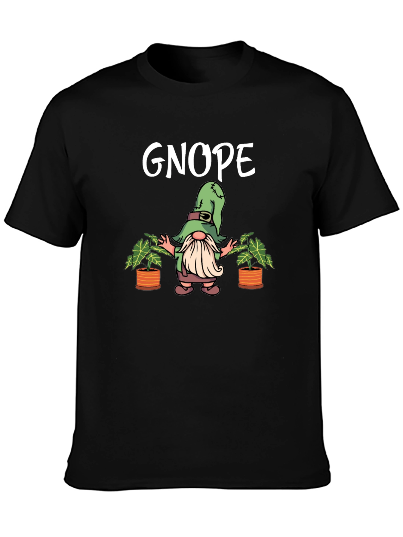 Gnope Black T-Shirt - Funny Garden Gnome Graphic Tee