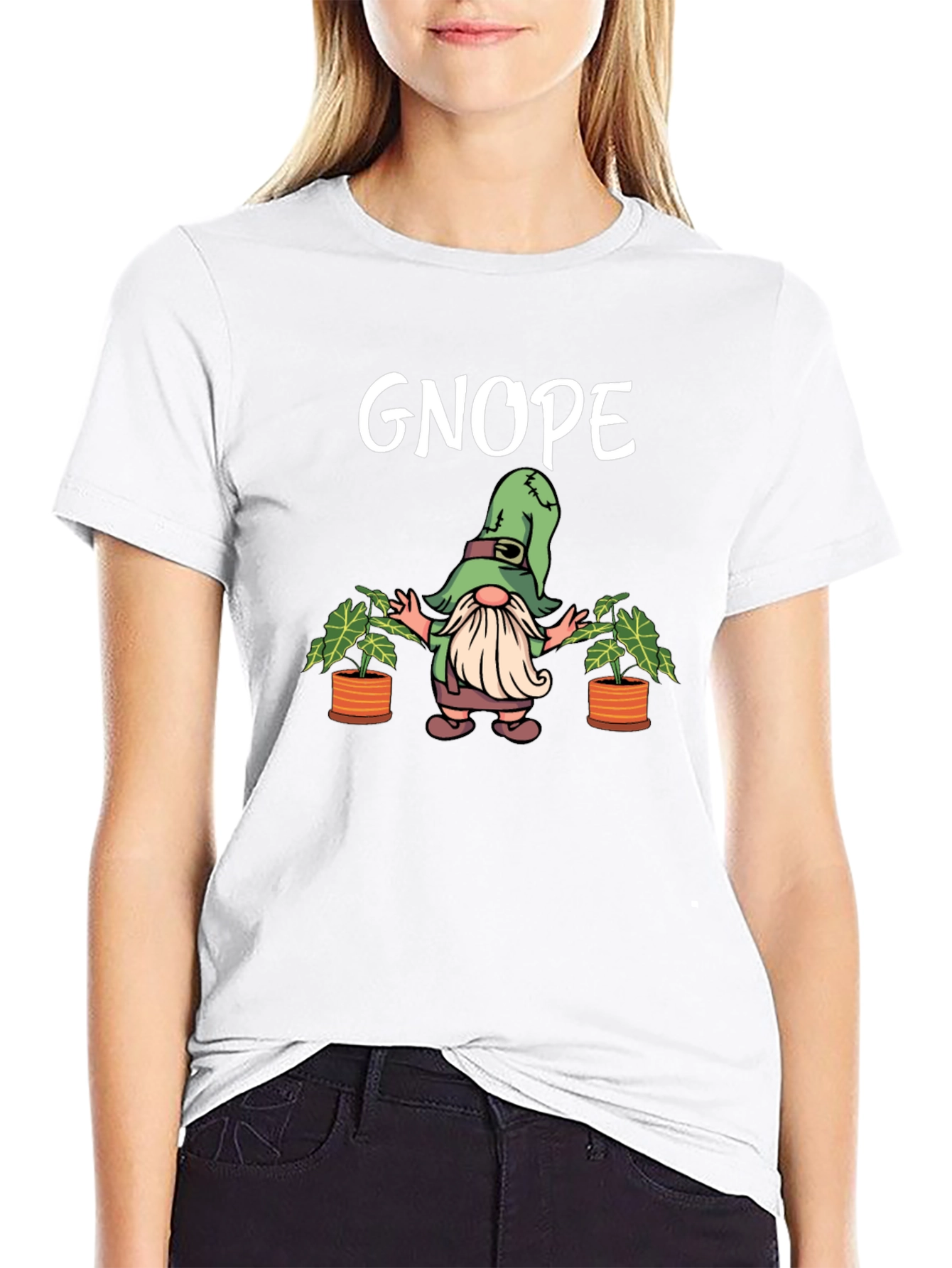 Gnope Black T-Shirt - Funny Garden Gnome Graphic Tee
