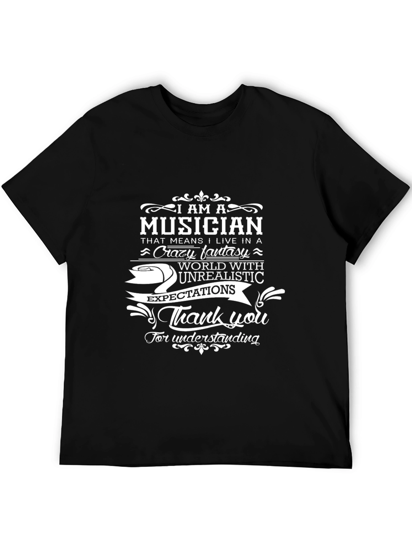 Musician Novelty T-Shirt: Crazy Fantasy World
