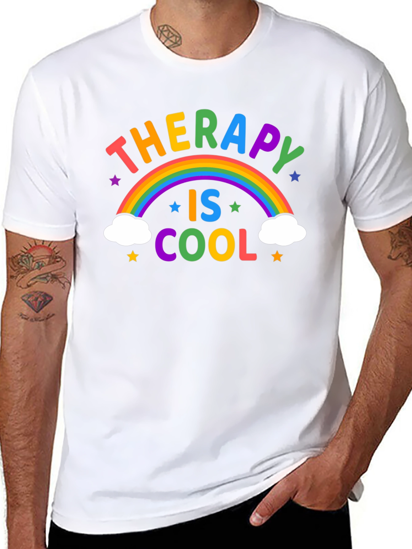 Therapy is Cool Rainbow Graphic T-Shirt