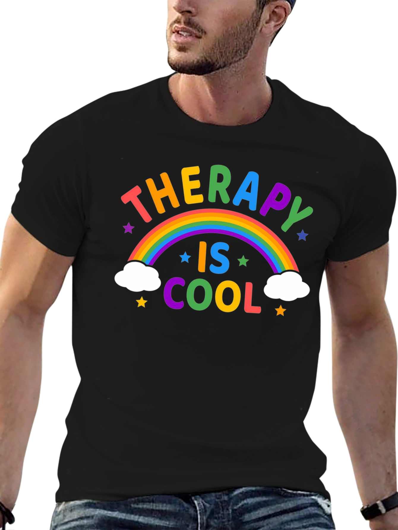 Therapy is Cool Rainbow Graphic T-Shirt