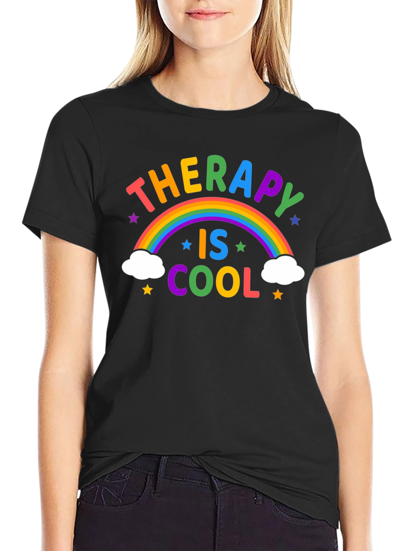 Therapy is Cool Rainbow Graphic T-Shirt